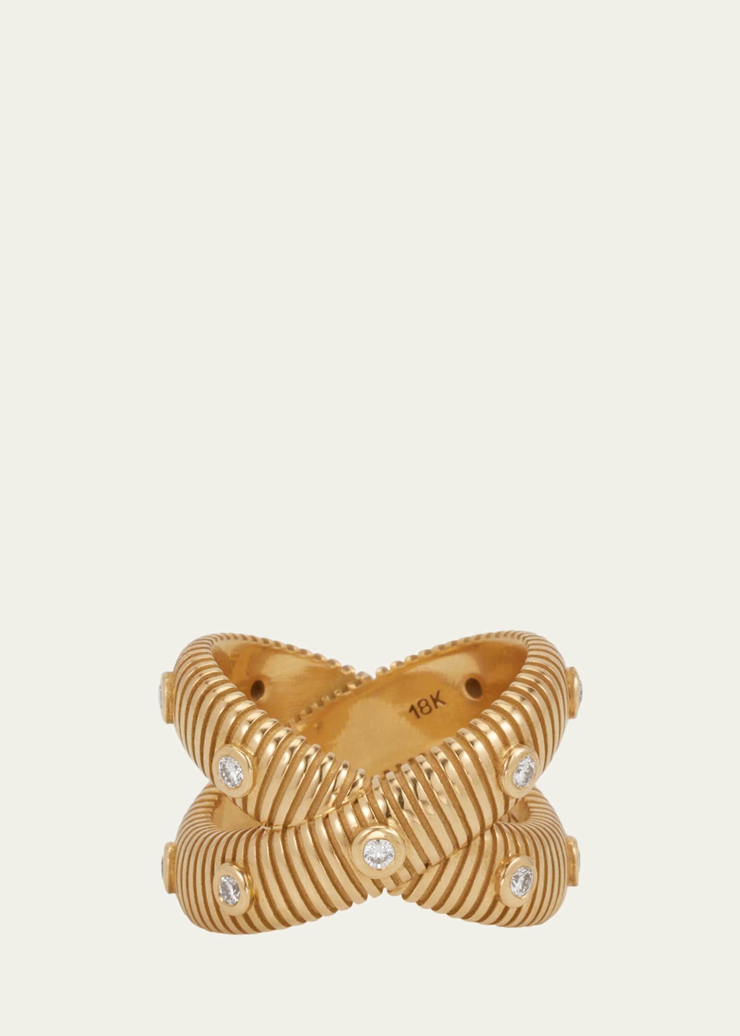 Pamela Zamore 18k Yellow Gold Clio Diamond X Ring Image 1 of 4