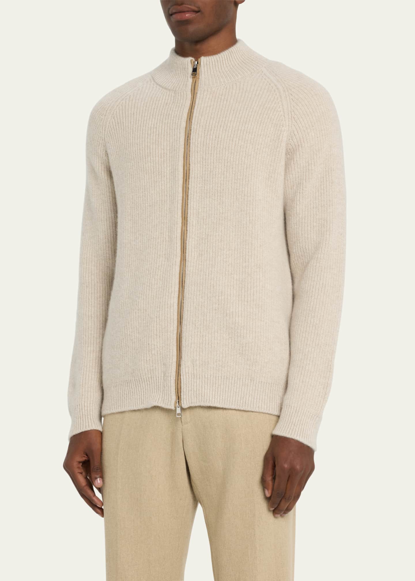 Bergdorf Goodman Men's Cashmere RibKnit FullZip Sweater Bergdorf