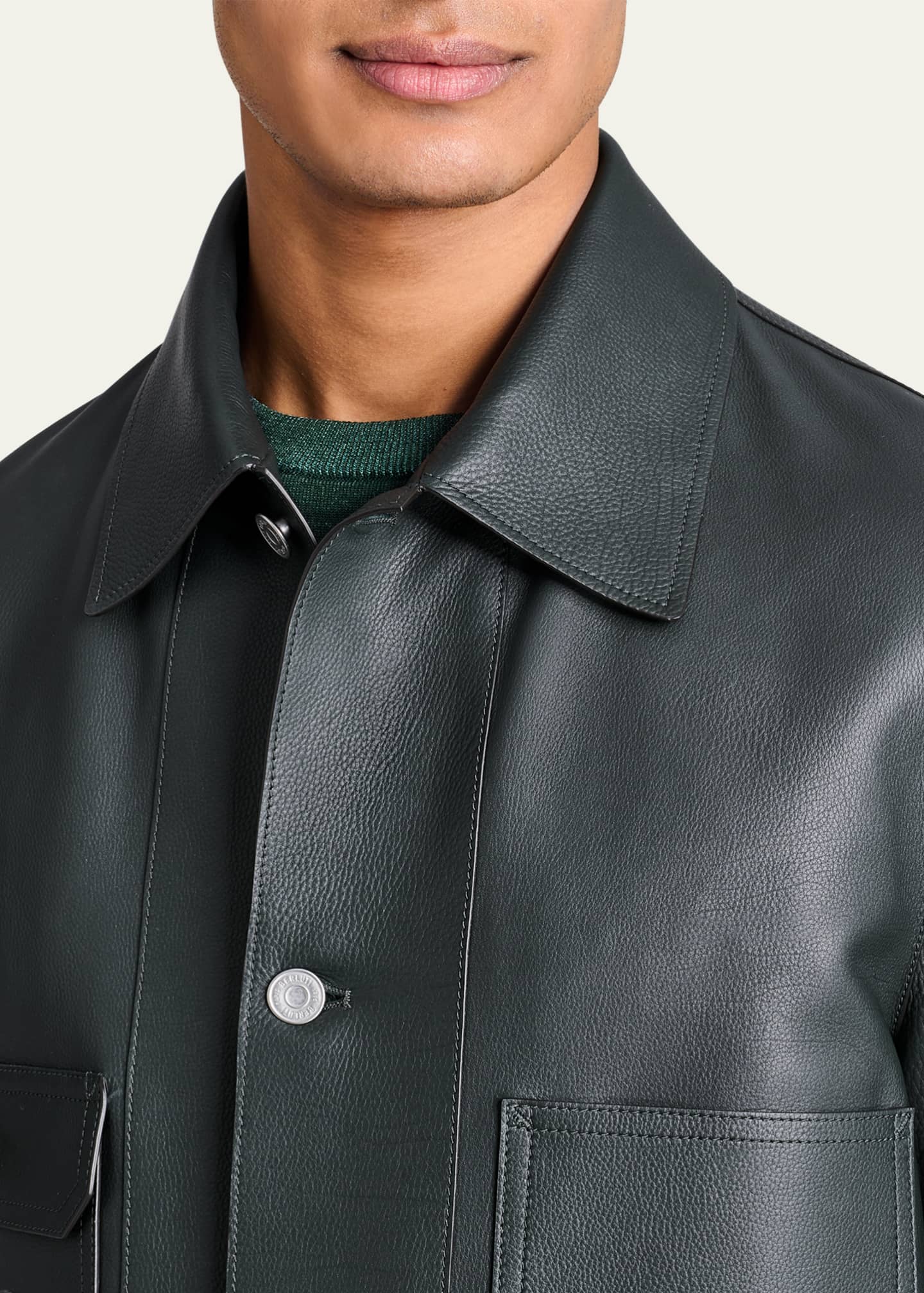 Berluti Men s Leather 4 Pocket Chore Jacket Bergdorf Goodman