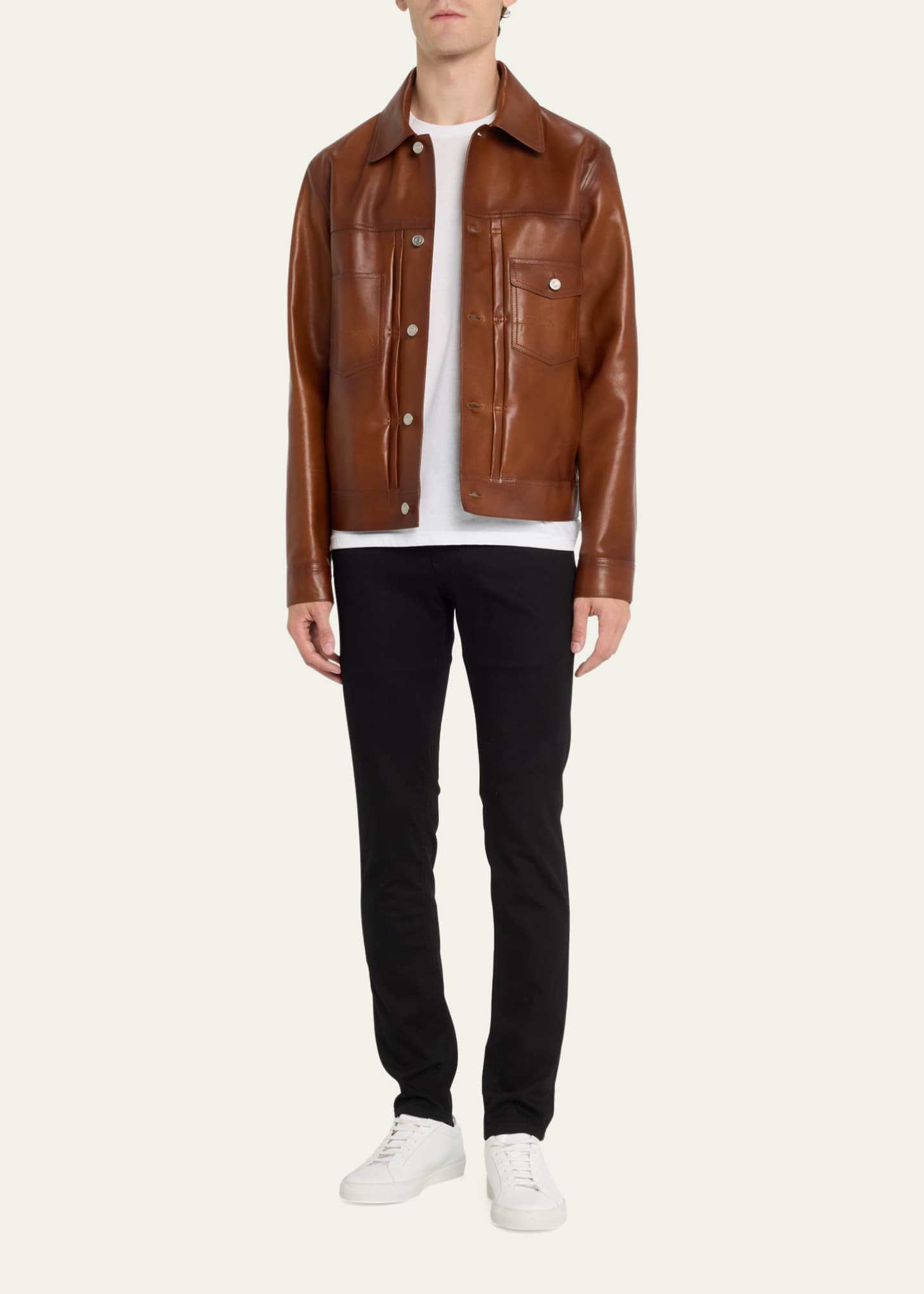 Berluti Men's Leather Trucker Jacket Image 2 of 5