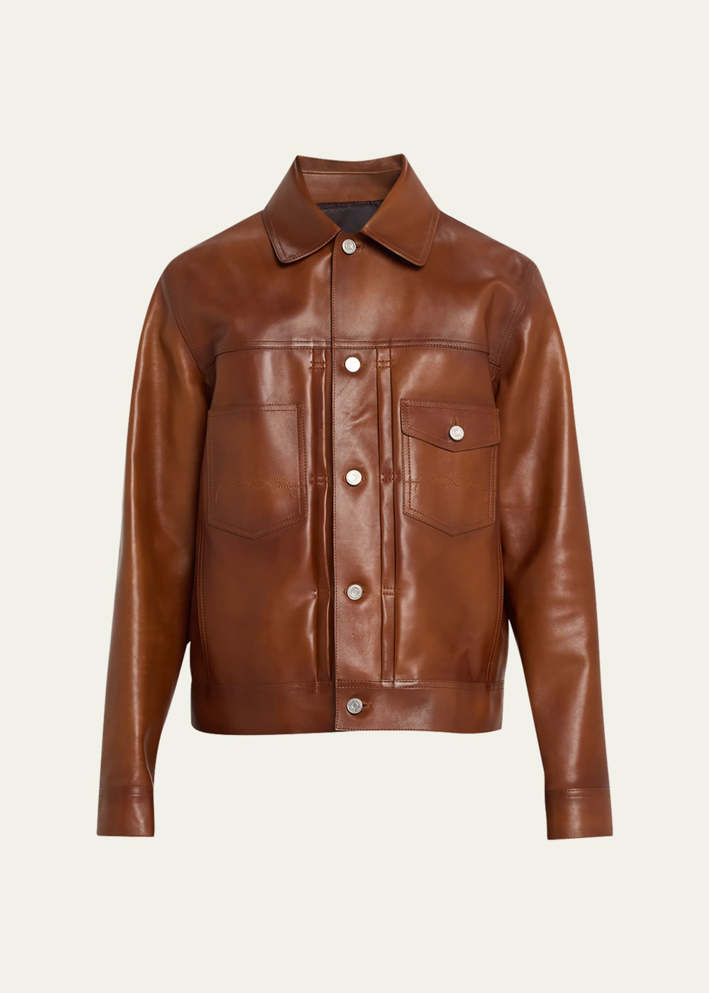 Berluti Men s Leather Trucker Jacket Bergdorf Goodman
