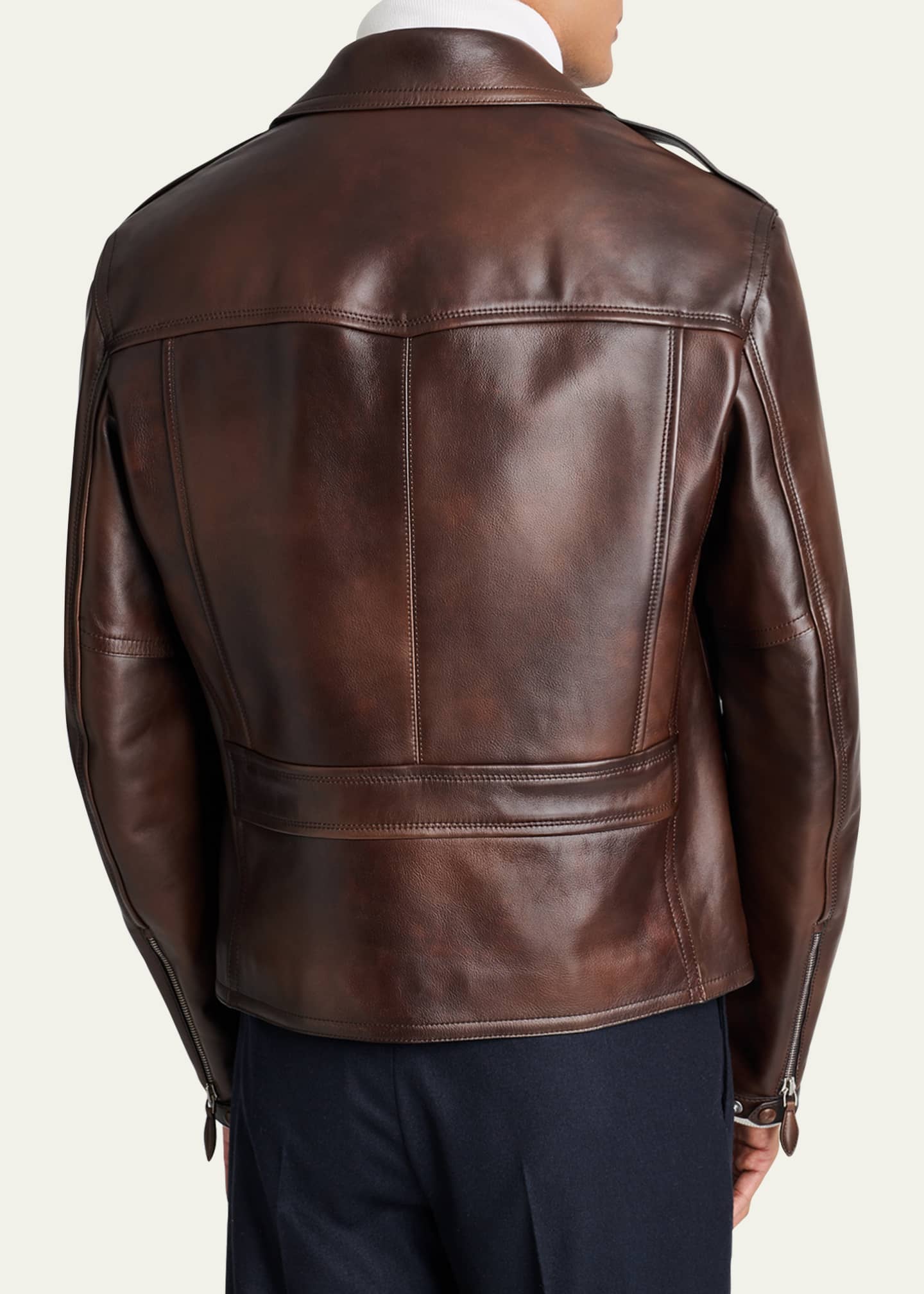 Berluti Men's Leather Moto Jacket Image 3 of 5