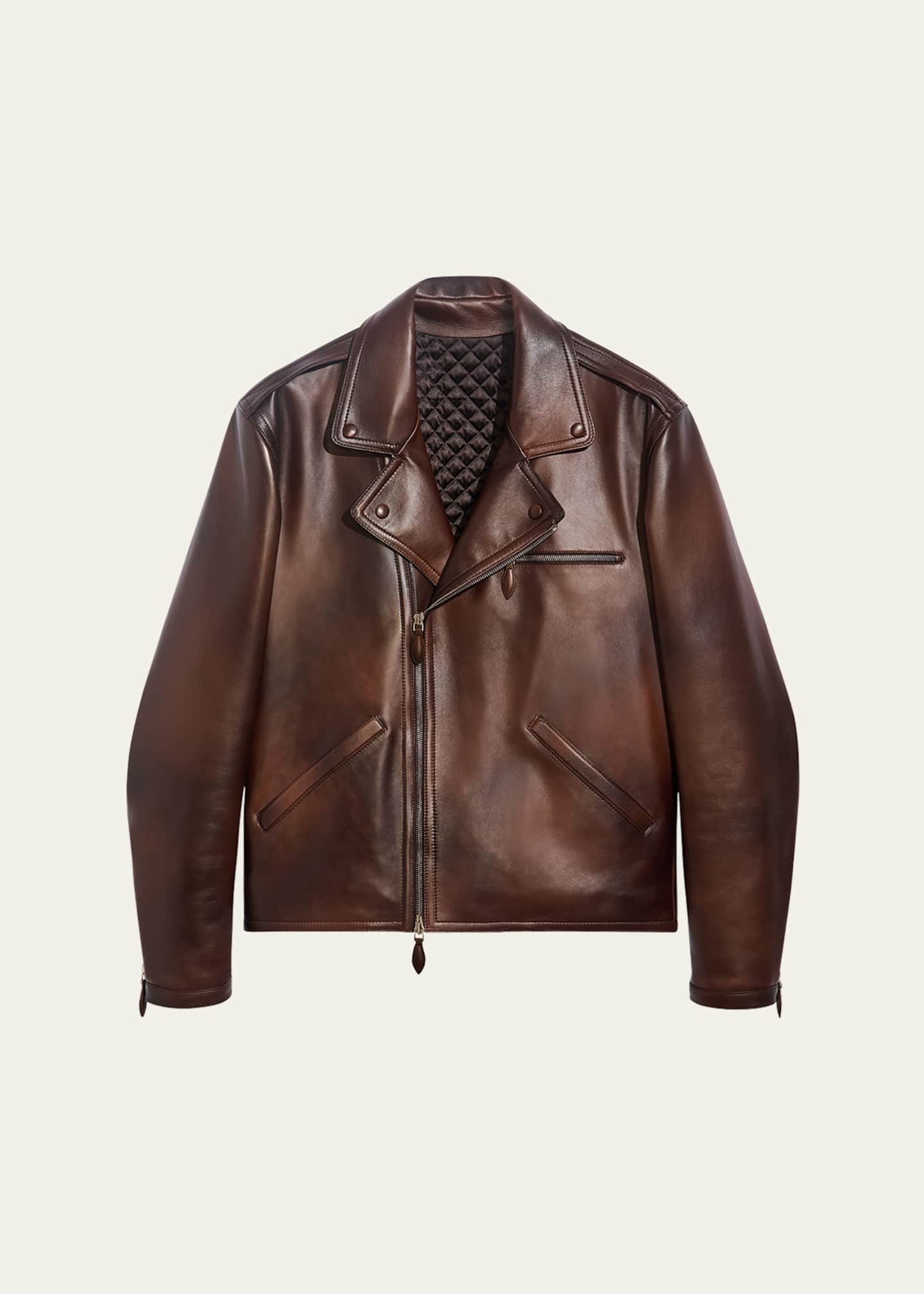 Berluti Men's Leather Moto Jacket Image 1 of 5