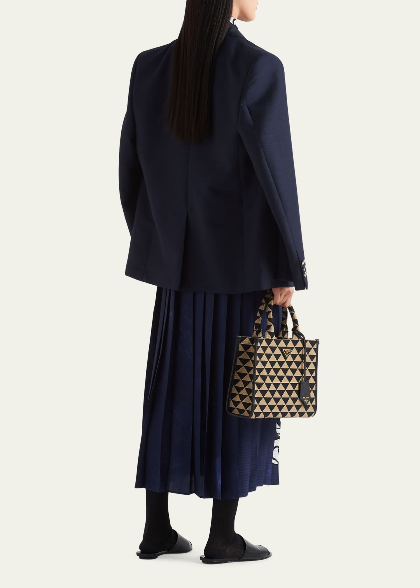 Prada Floral-Print Pleated Crepe De Chine Belted Dress Image 3 of 4