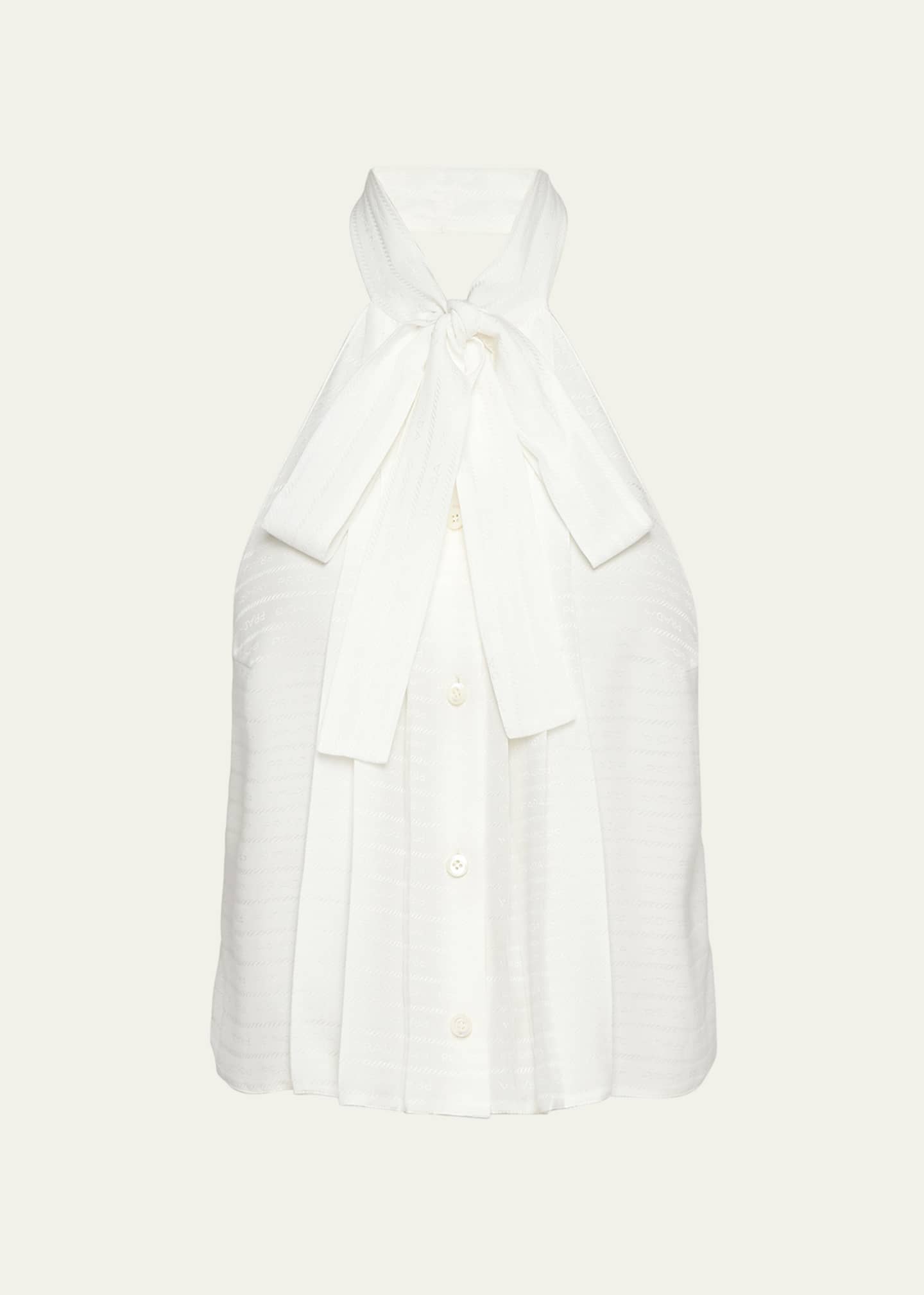 Prada Logo-Embroidered Halter Silk Top Image 1 of 3
