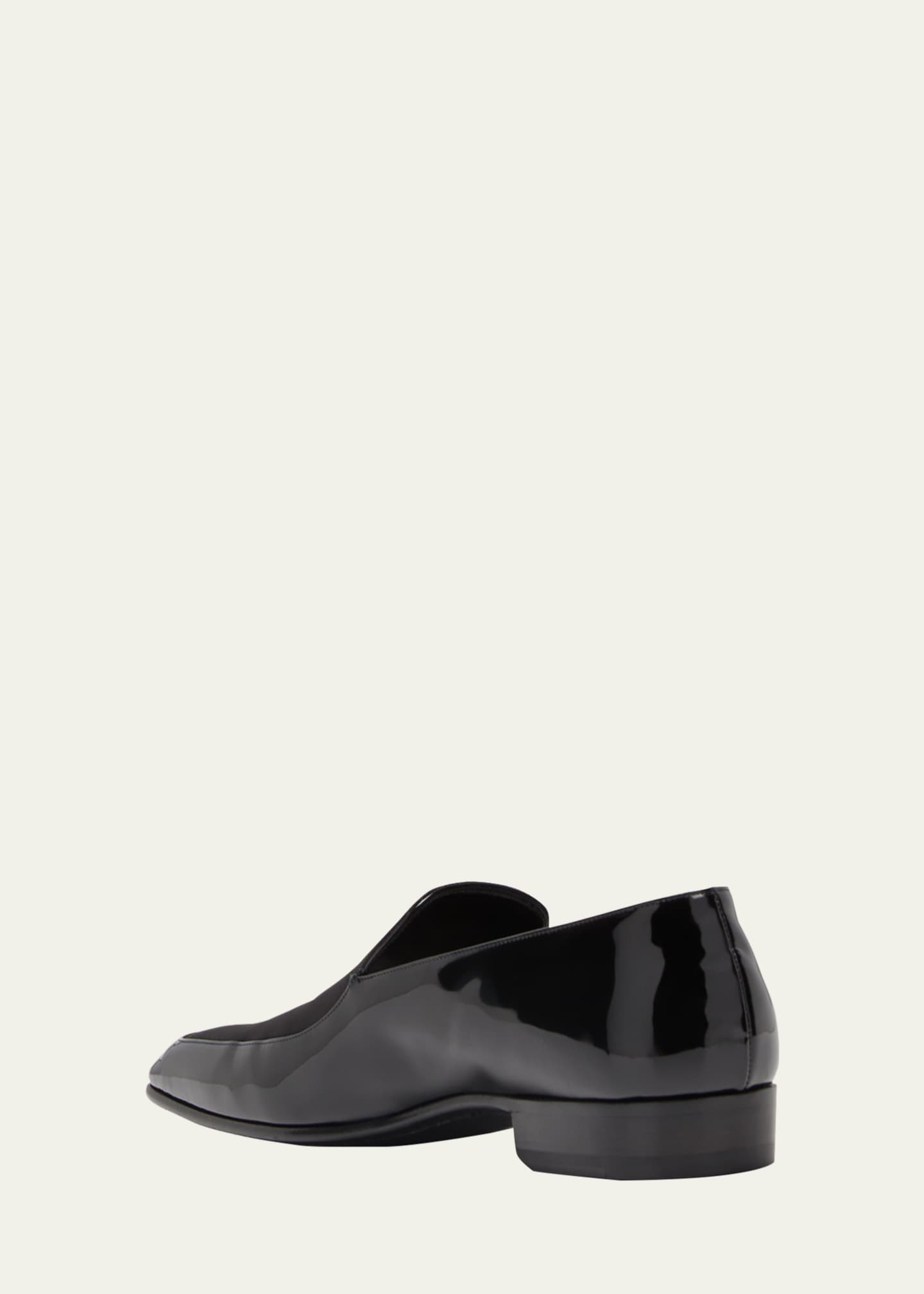 Saint Laurent Men's Gabriel Patent Leather and Satin Loafers Image 4 of 5