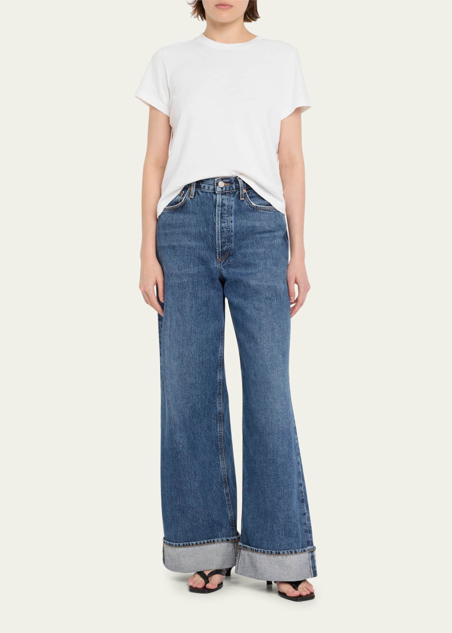 Dame Wide-Leg Cuffed Jeans