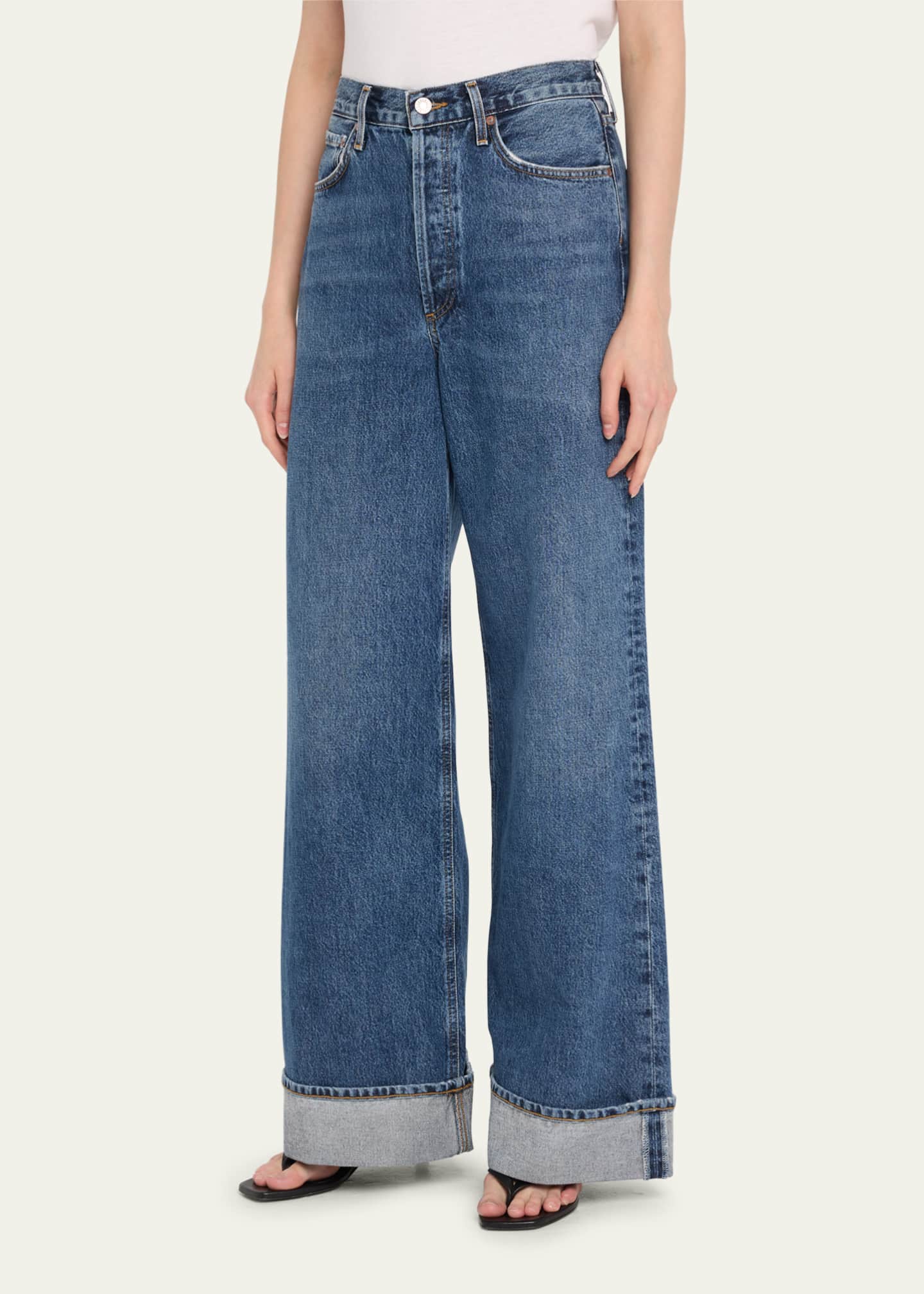 Dame Wide-Leg Cuffed Jeans