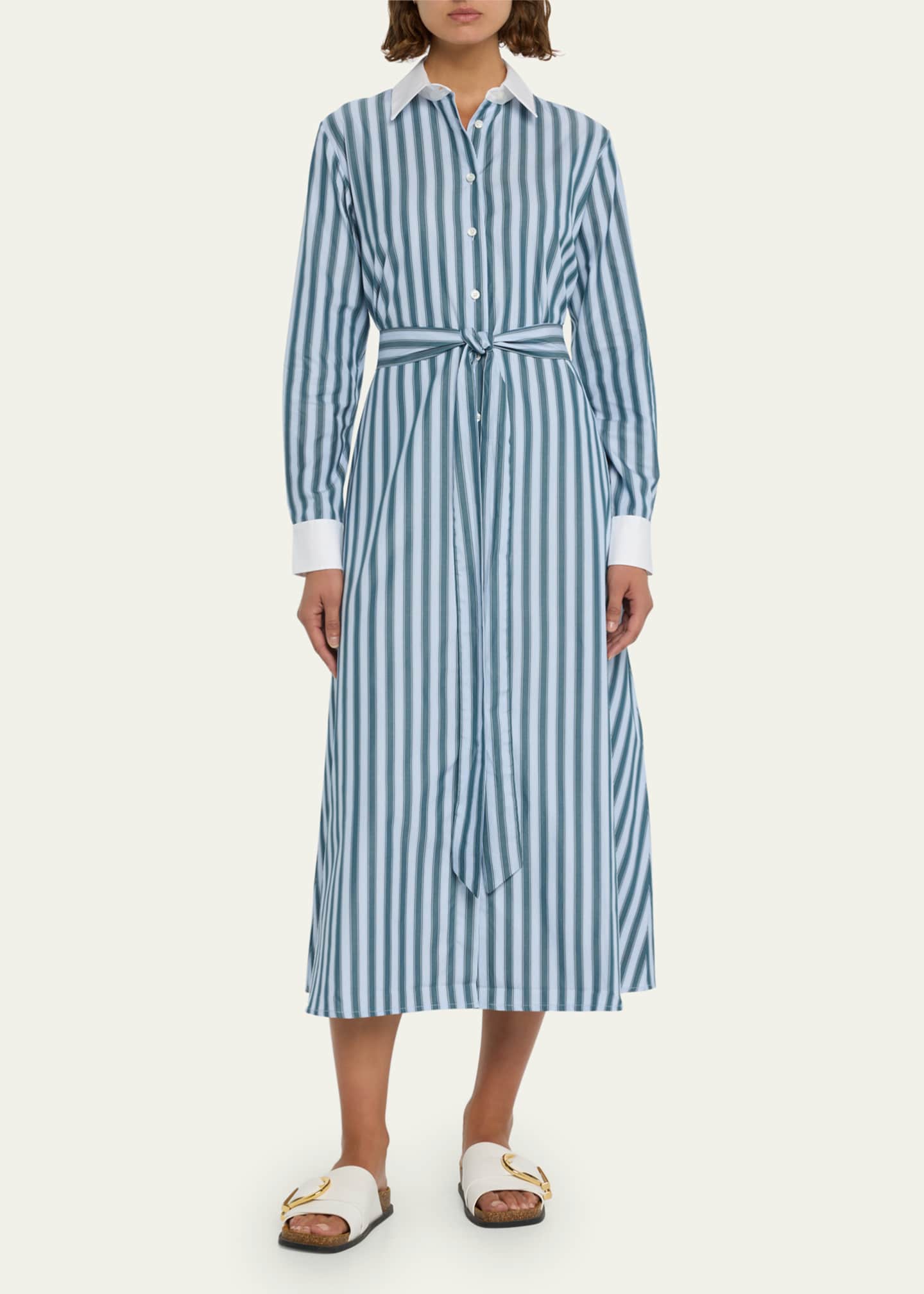 Evi Grintela Valerie Two-Tone Stripe Belted Midi Dress - Bergdorf Goodman