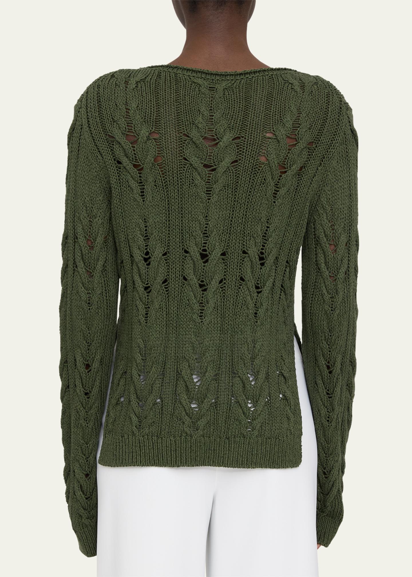 Theory Long-Sleeve Organic Cotton & Silk Cable-Knit Sweater - Bergdorf ...