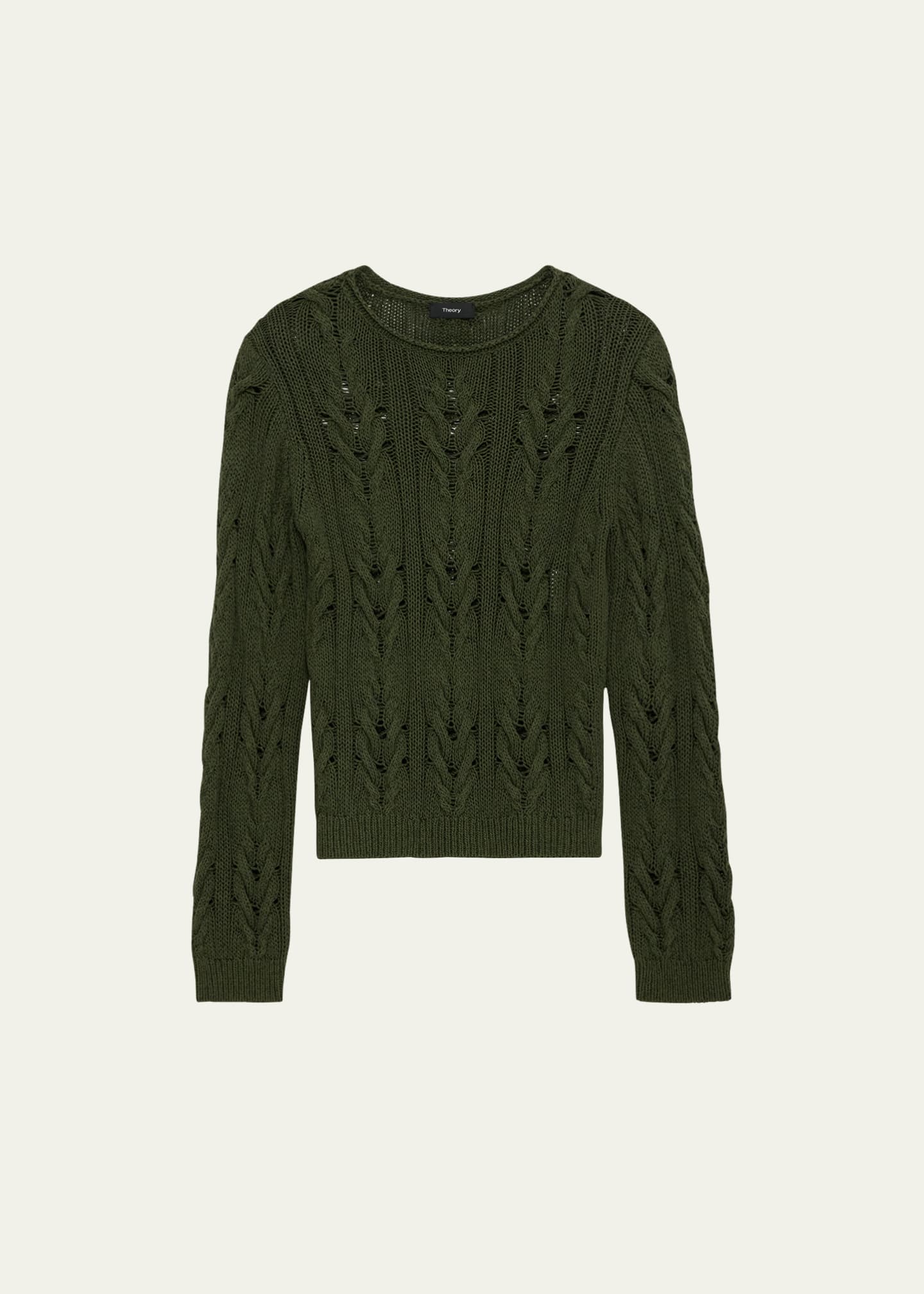Theory Long-Sleeve Organic Cotton u0026 Silk Cable-Knit Sweater - Bergdorf  Goodman