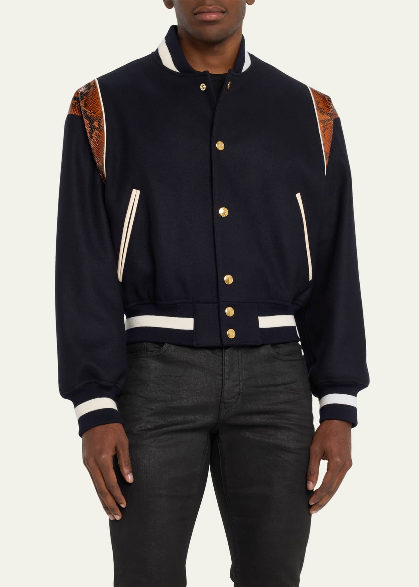 Bally Men s Varsity Bomber Jacket with Snake Print