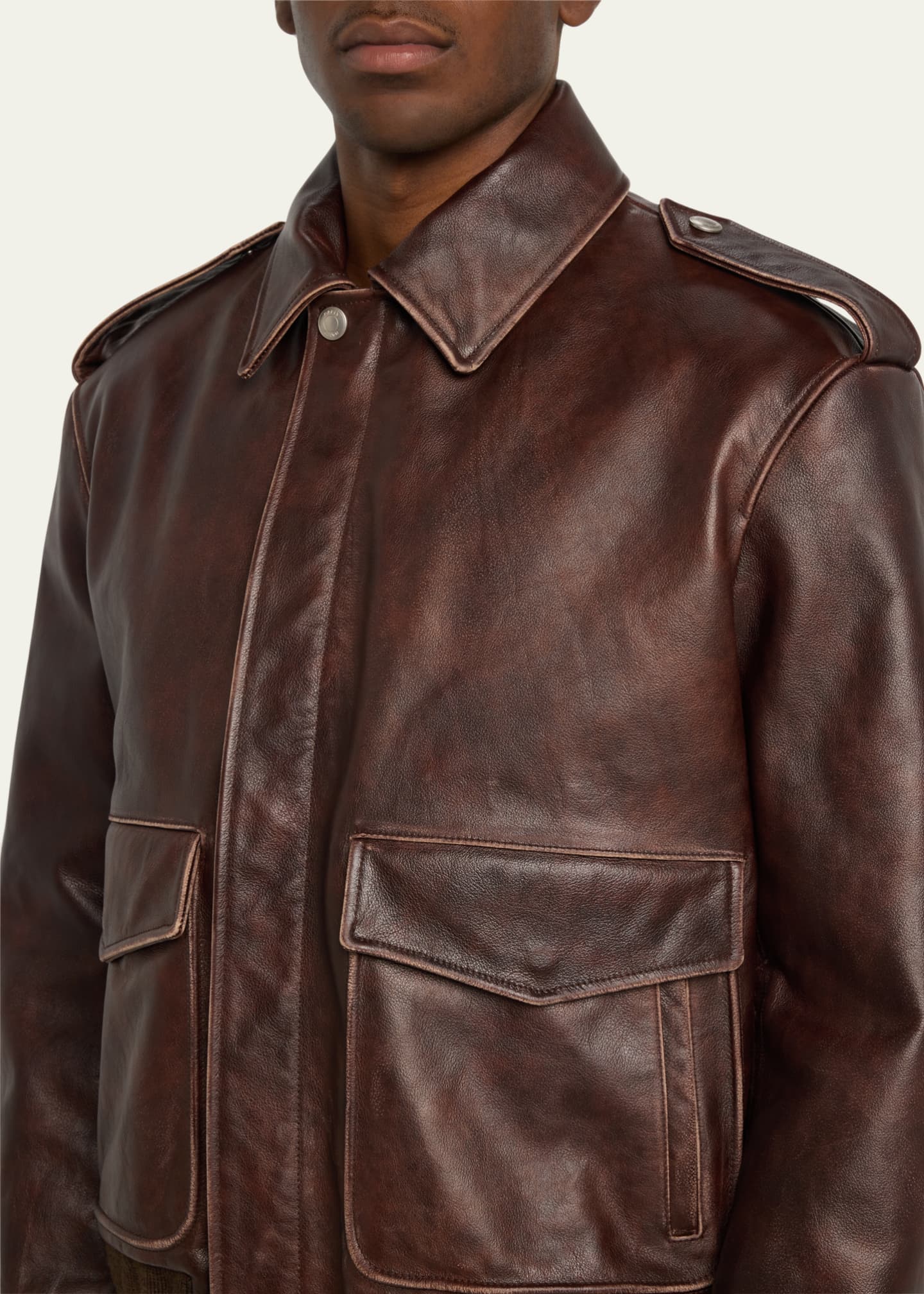 Bally Men s Antique Leather Bomber Jacket Bergdorf Goodman