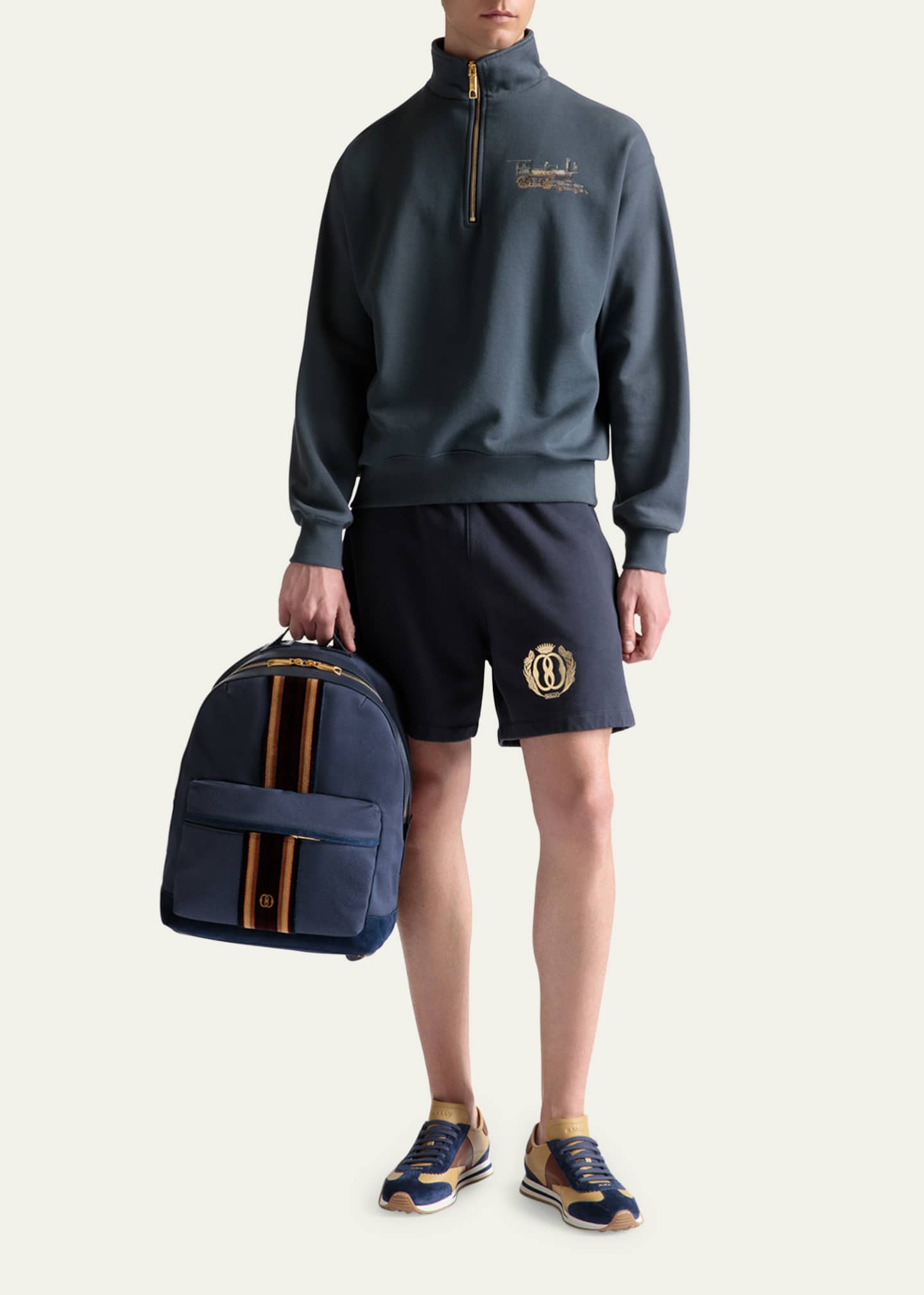 Train logo quarter zip pullover hoodie clearance