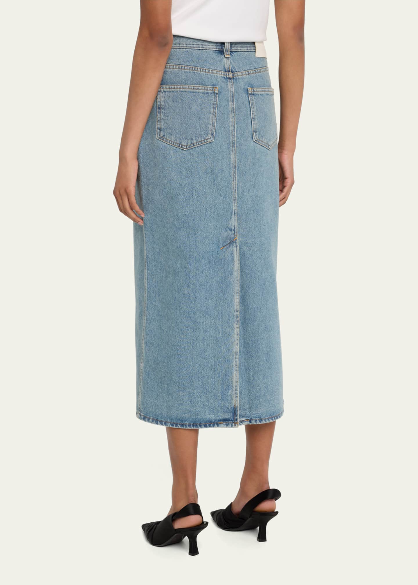 Loulou De Saison Rona Denim Long Skirt Image 3 of 5