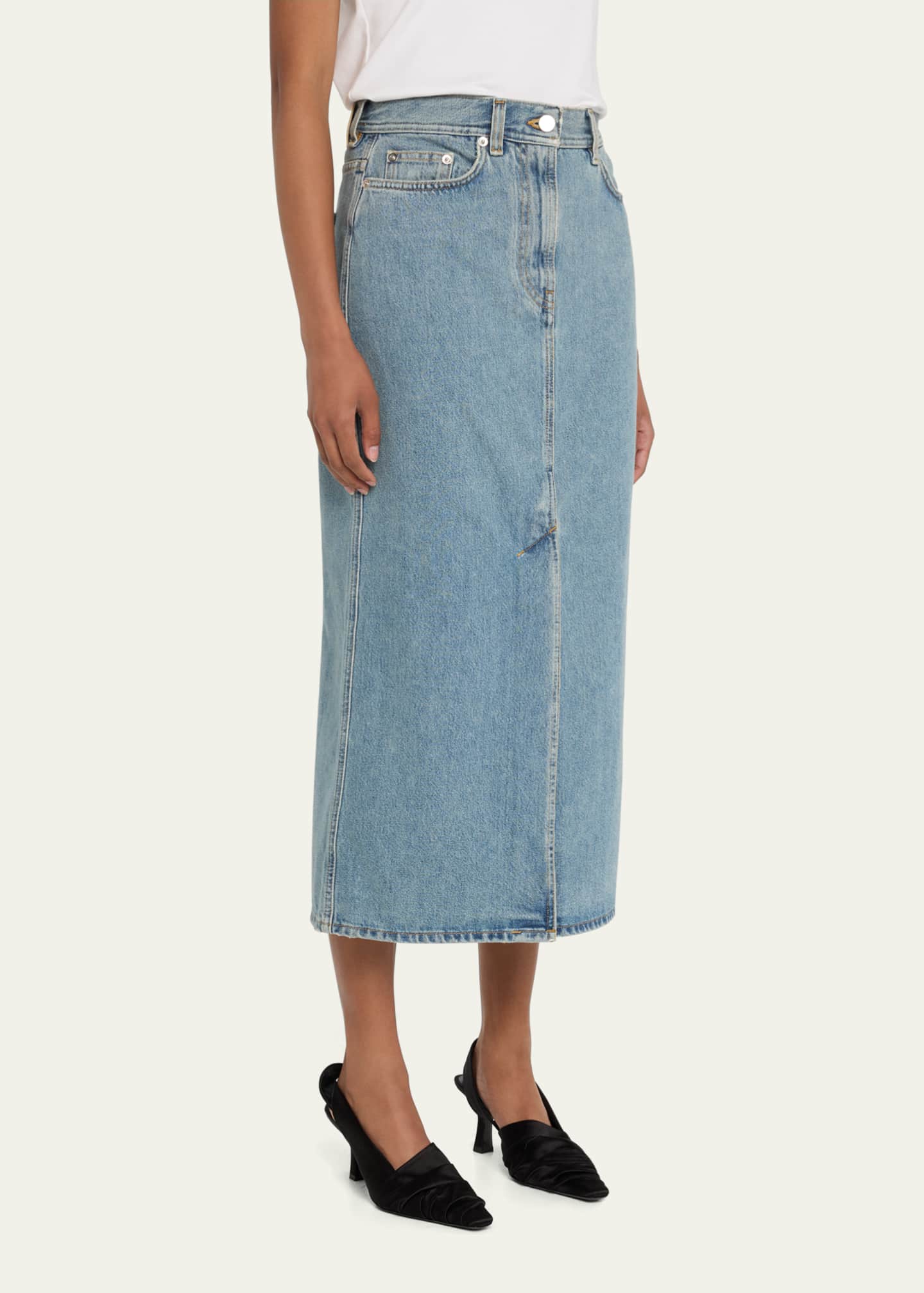 Loulou Studio Rona Denim Long Skirt Image 4 of 5