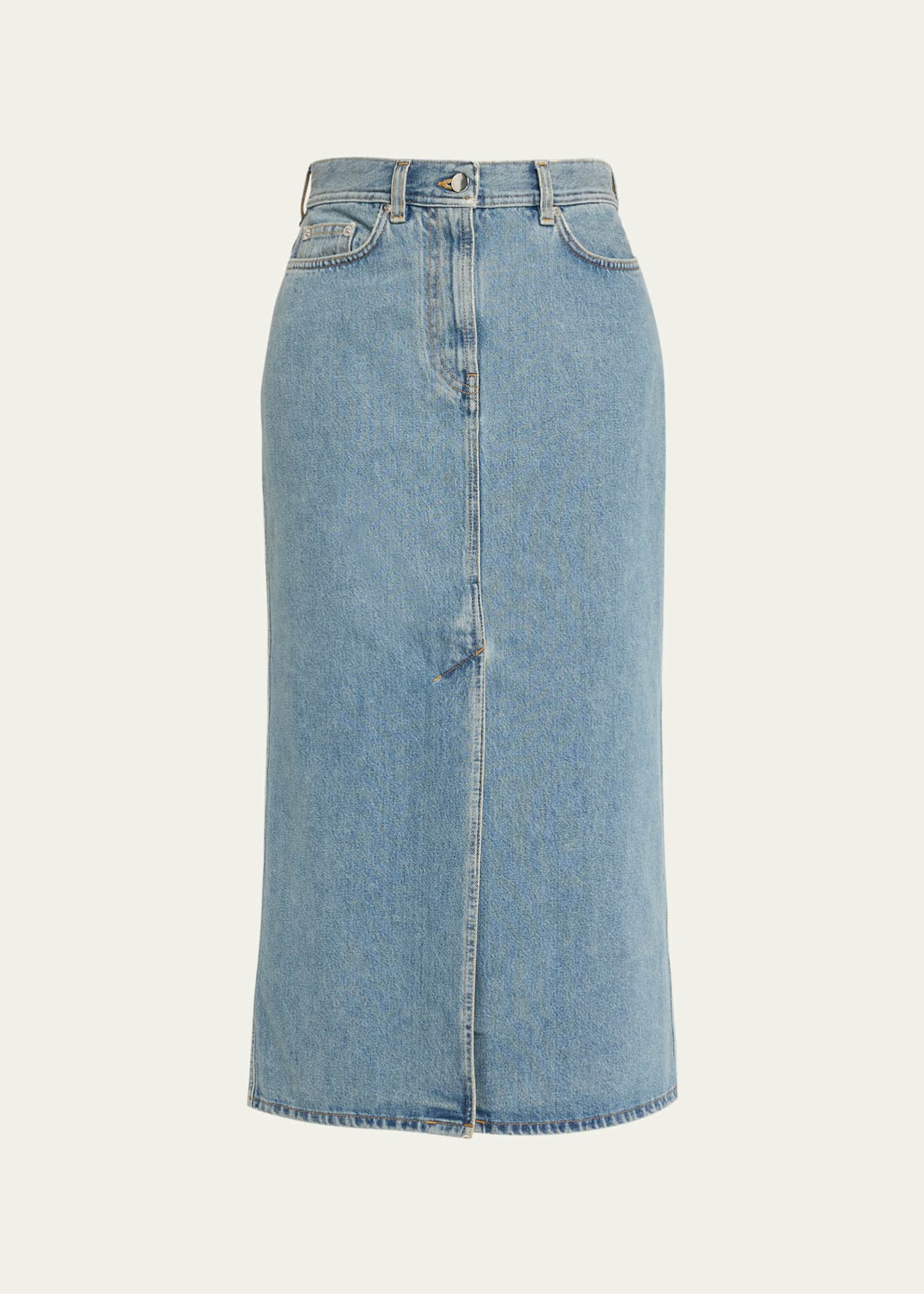 Loulou De Saison Rona Denim Long Skirt Image 1 of 5