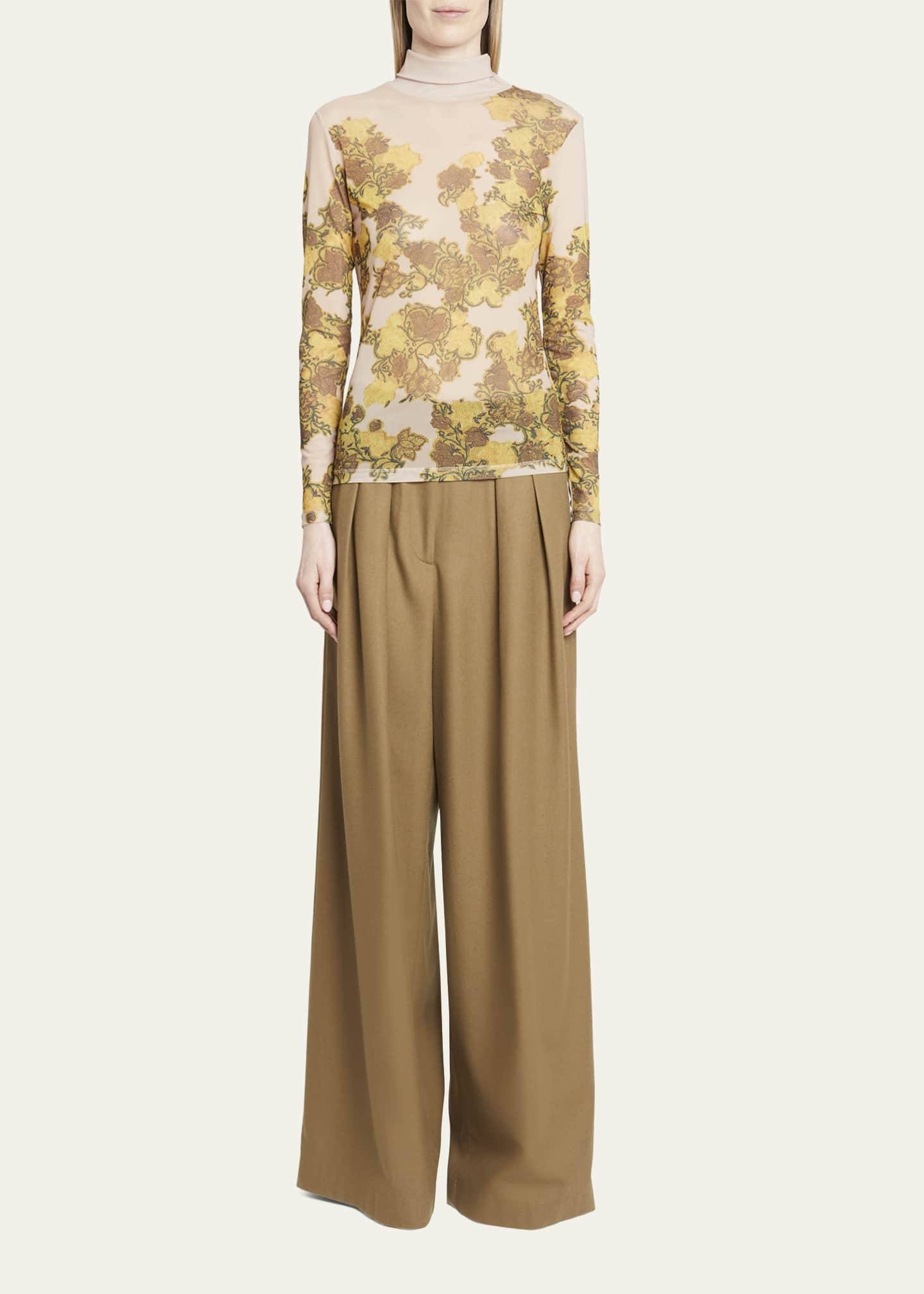 Dries Van Noten Heyser Printed Jersey Turtleneck Top
