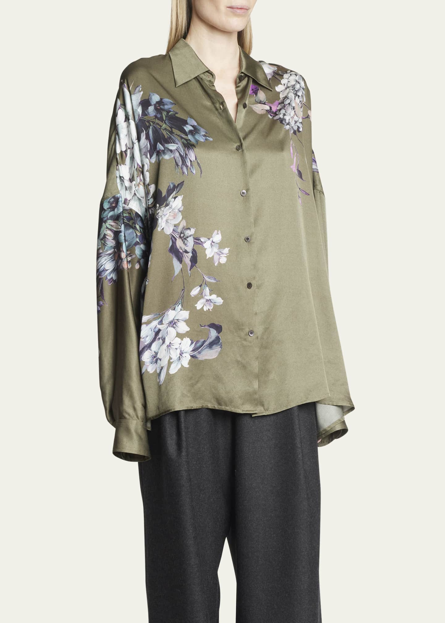Dries Van Noten Casia Floral Oversized Button Up Shirt - Bergdorf Goodman