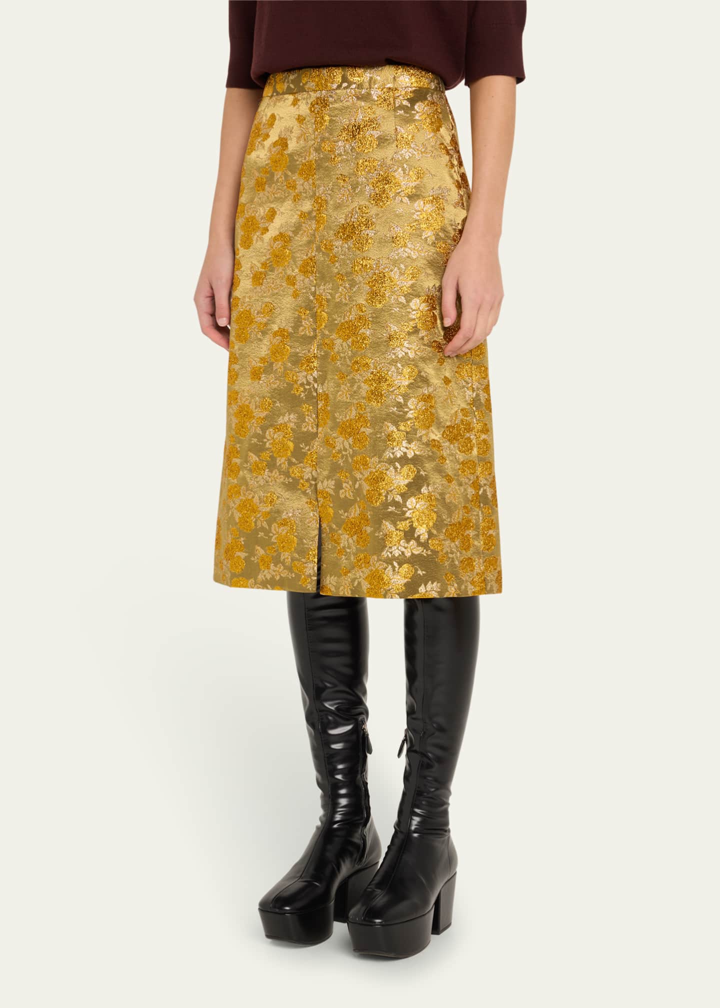 Floral-print-jacquard-a-line-midi-skirt sale