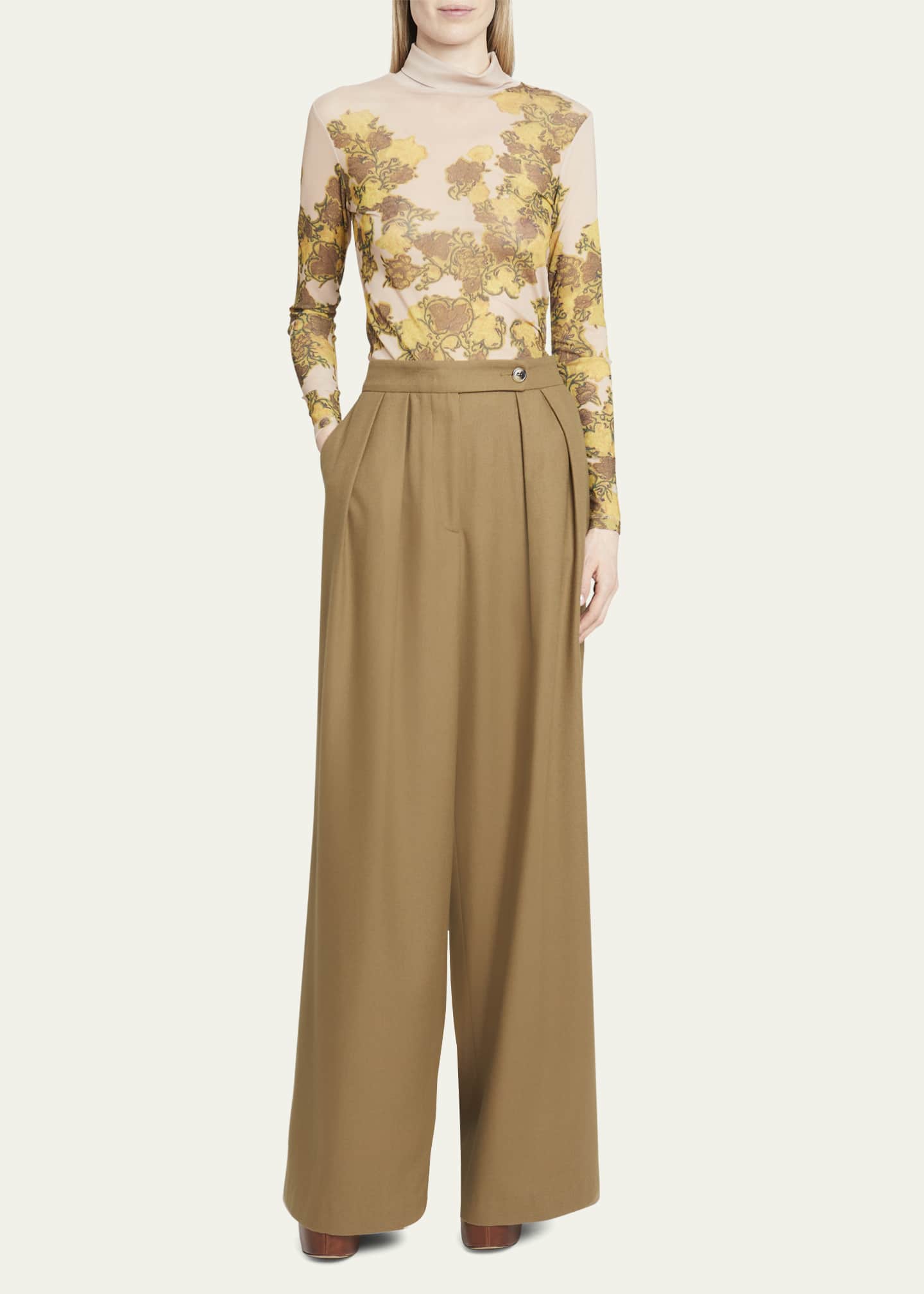 Dries Van Noten Pamplona Wide-Leg Wool Pants