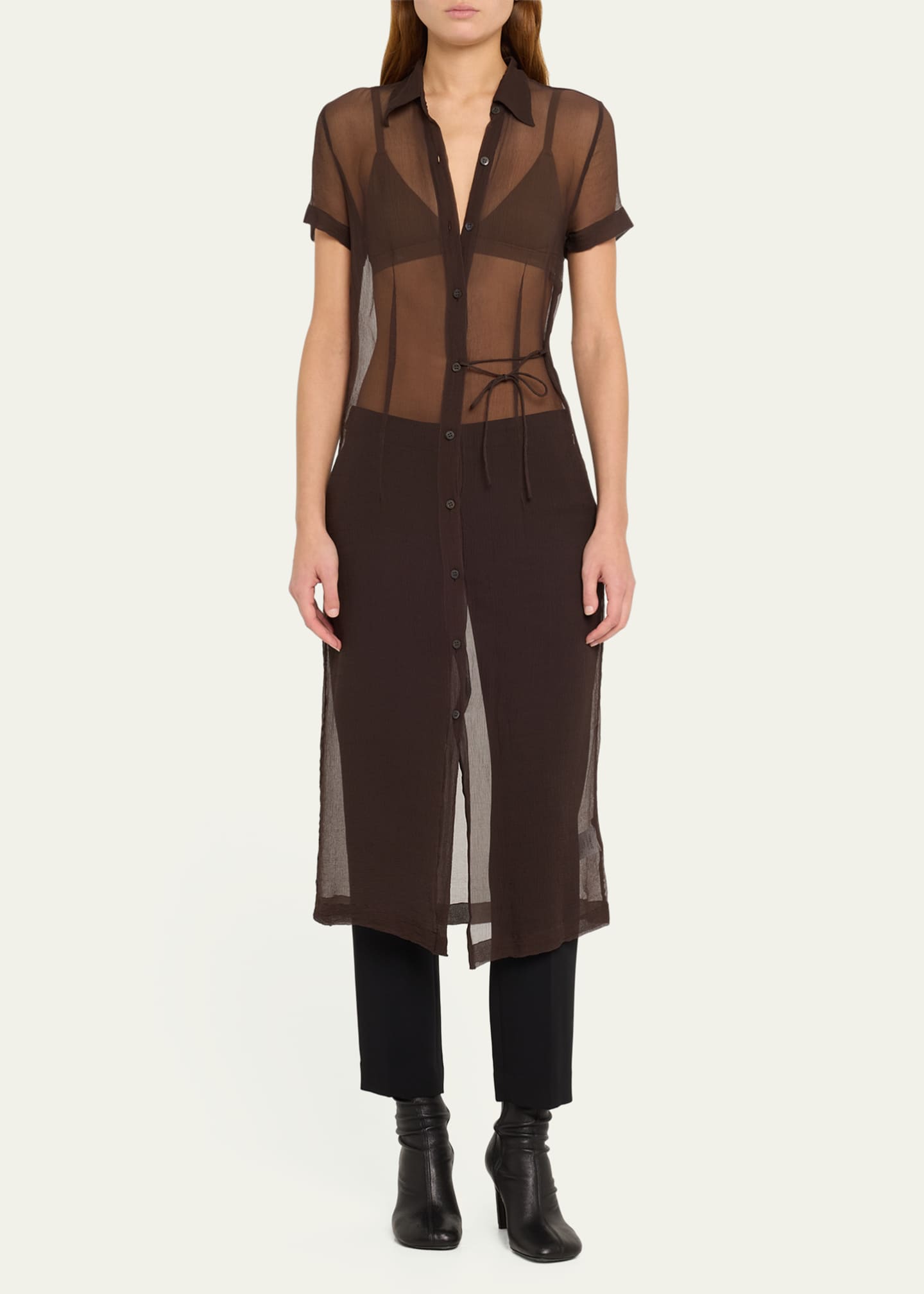 Sheer button sales up dress