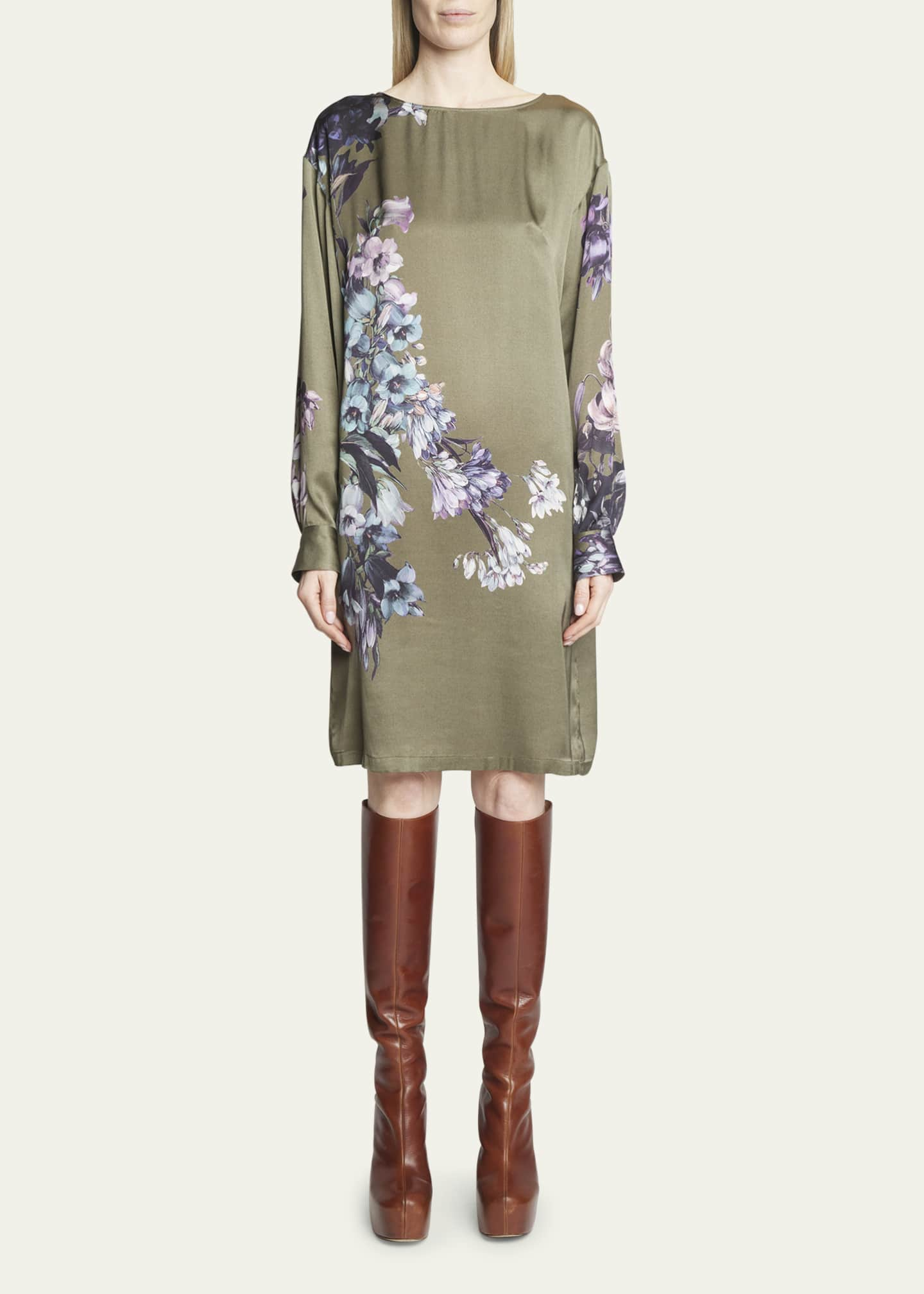 Dries Van Noten Duzco Floral-Print Satin Dress