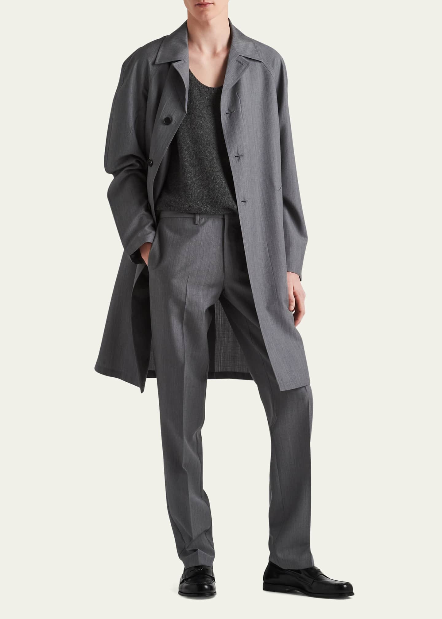Prada Men's Solid Wool-Mohair Pants Image 2 of 2