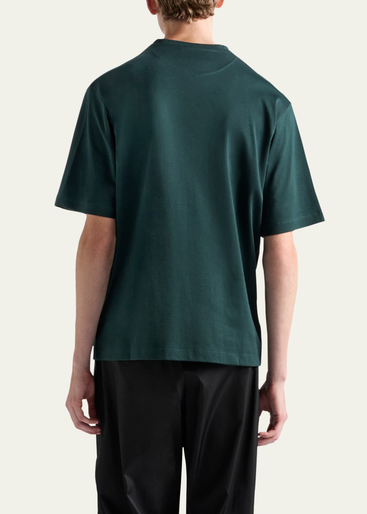Prada Men's Jersey Triangle Logo T-Shirt Image 3 of 4