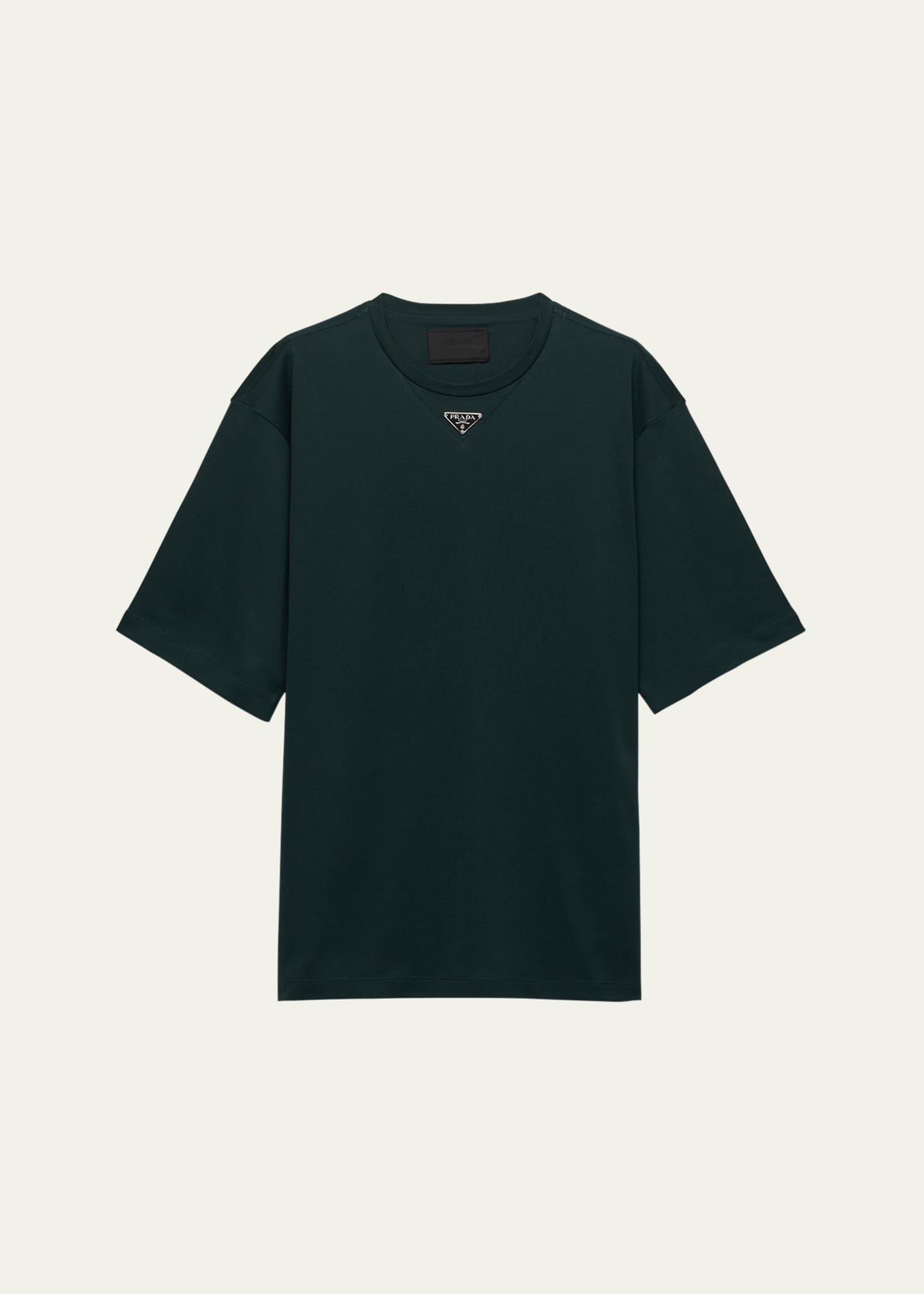 Prada Men's Jersey Triangle Logo T-Shirt Image 1 of 4
