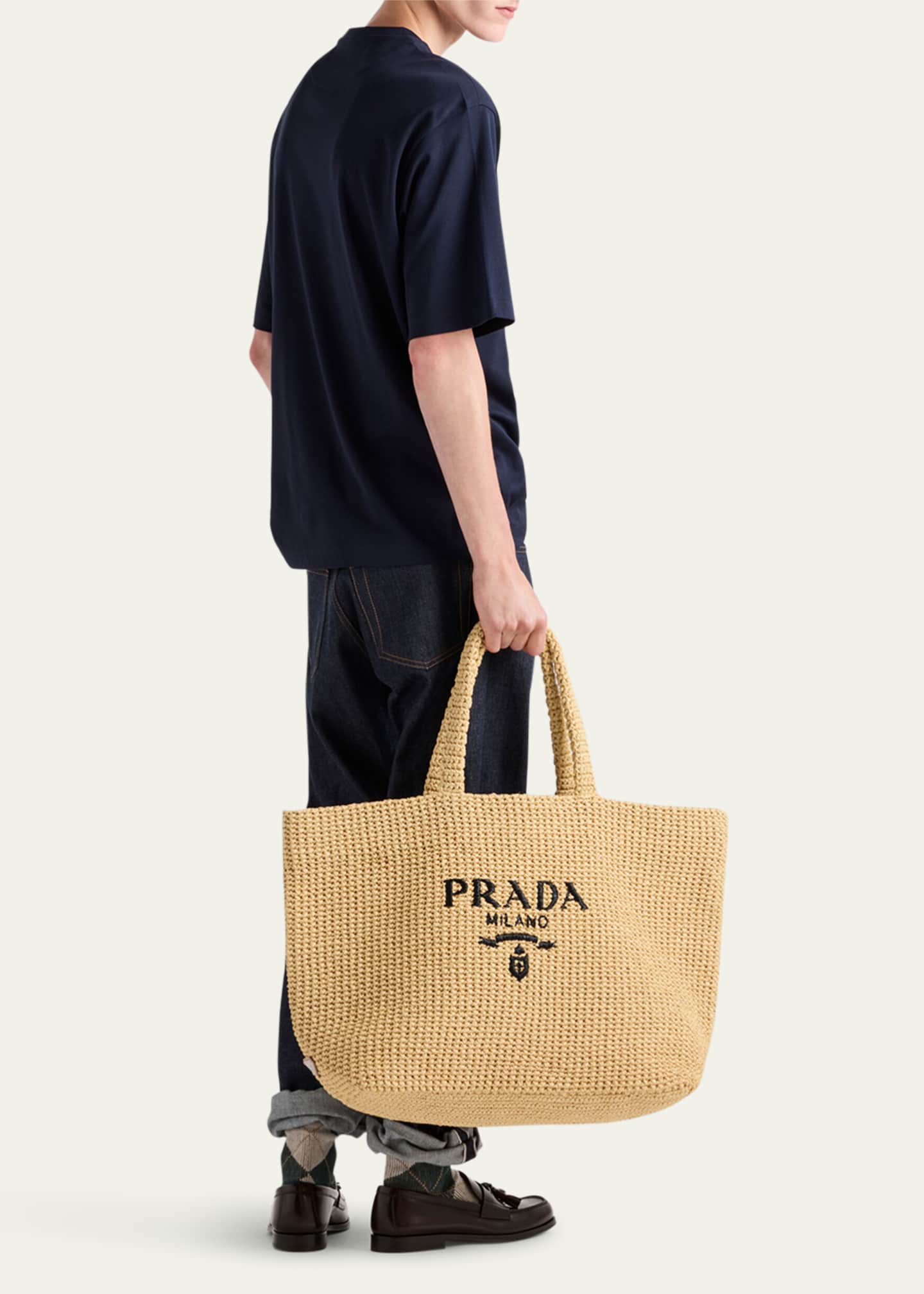 Prada Men's Jersey Triangle Logo T-Shirt Image 3 of 5