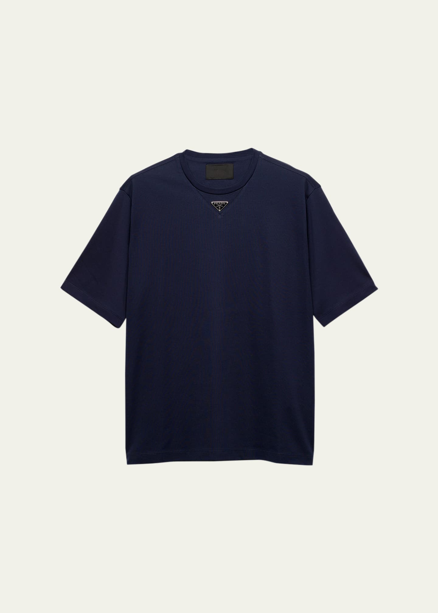 Prada Men's Jersey Triangle Logo T-Shirt Image 1 of 5