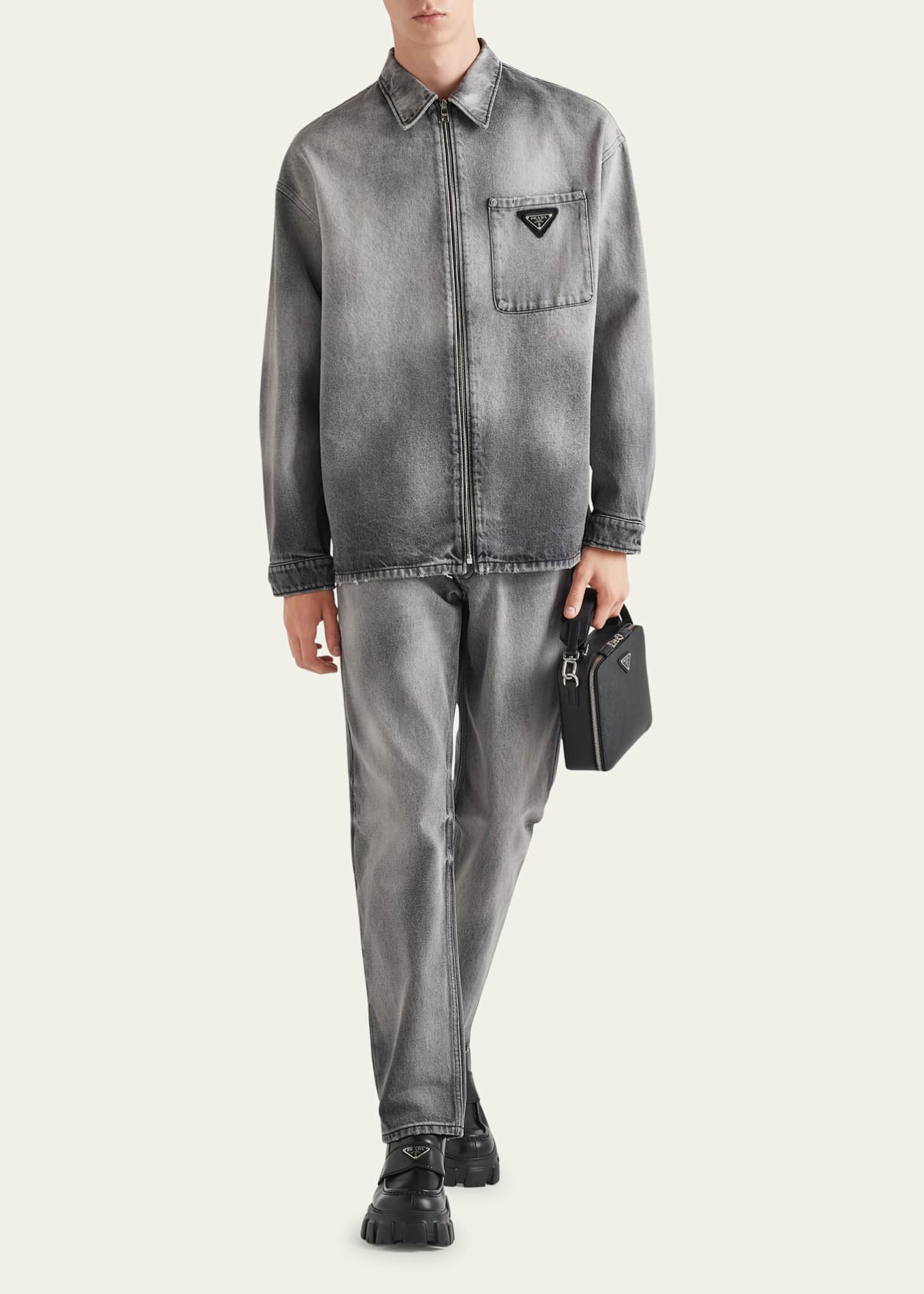 Zip store denim shirt