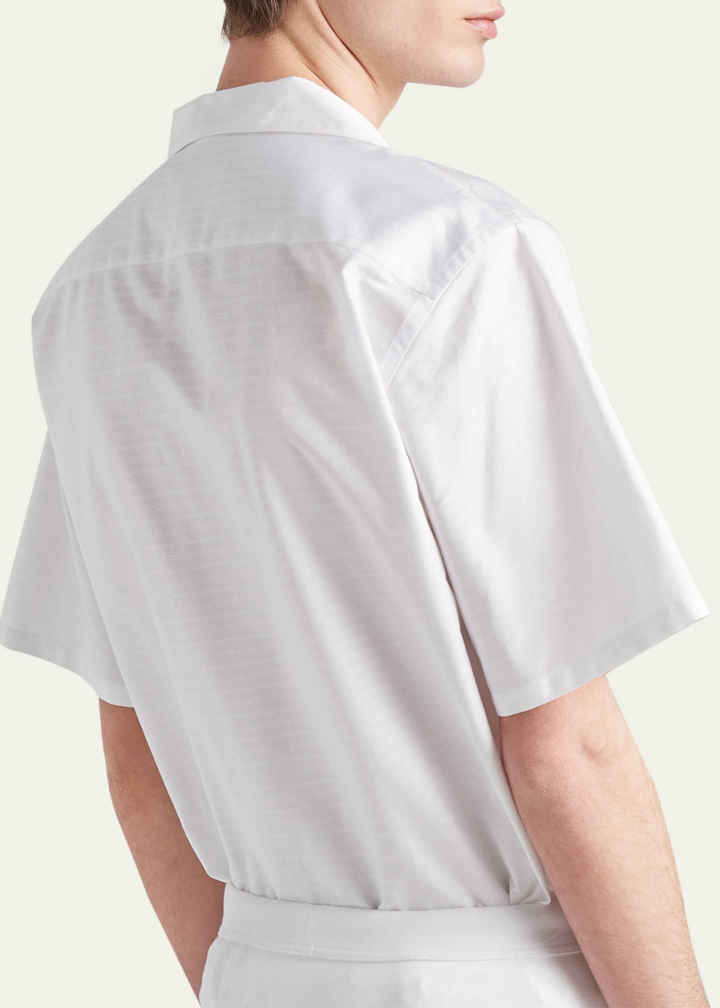 Prada Men's Tonal Jacquard Sport Shirt Image 2 of 2