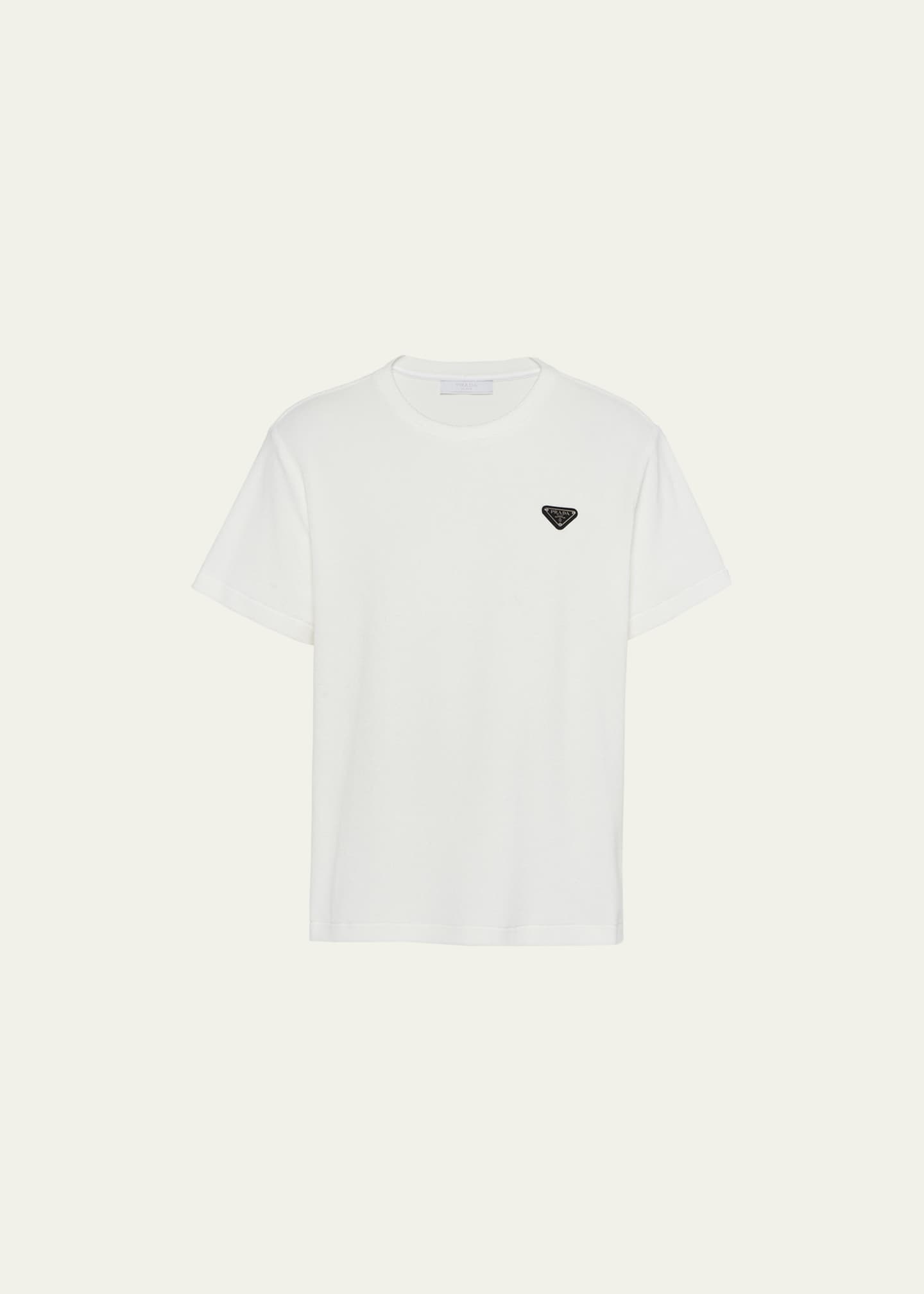Prada Men's Terry T-Shirt with Triangle Logo - Bergdorf Goodman
