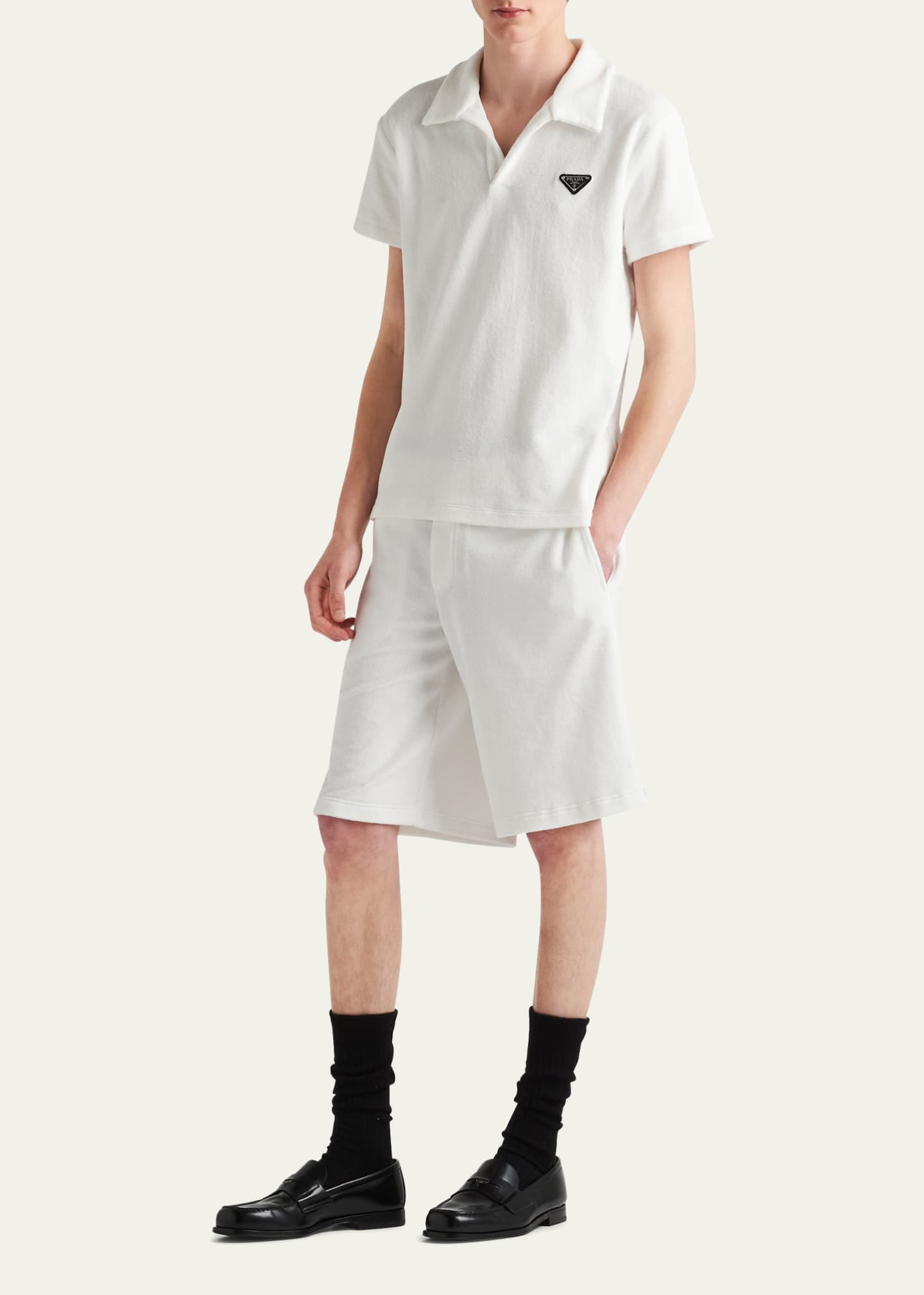 Prada Men's Terry Shorts with Triangle Logo Image 2 of 3