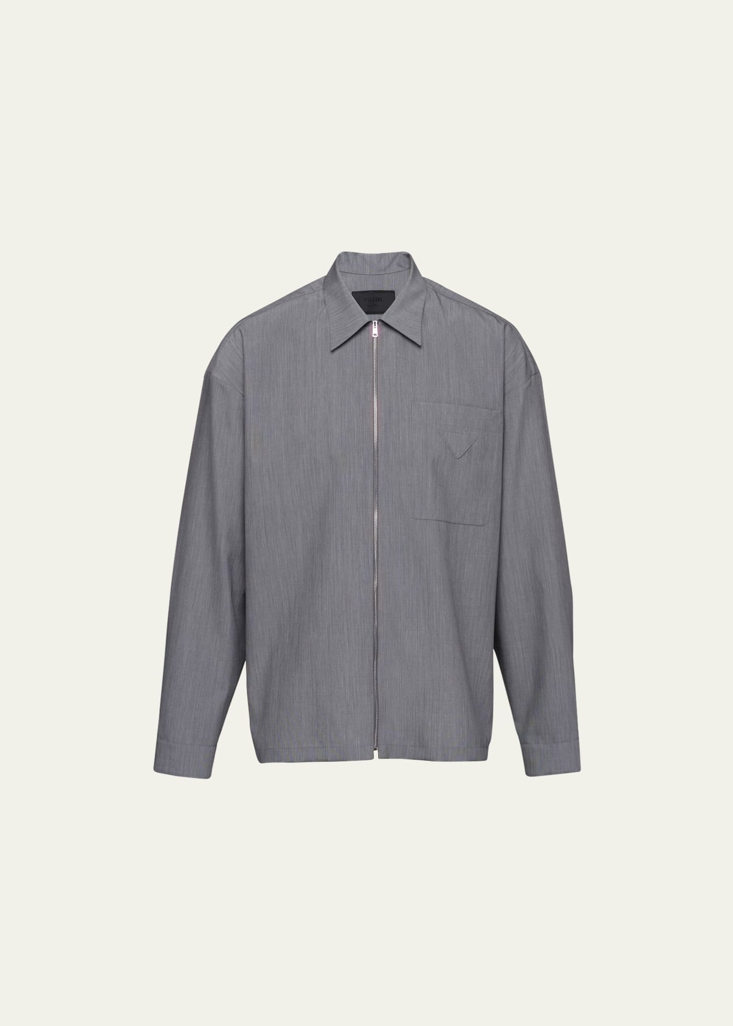 Prada Men s Wool Mohair Zip Overshirt Bergdorf Goodman