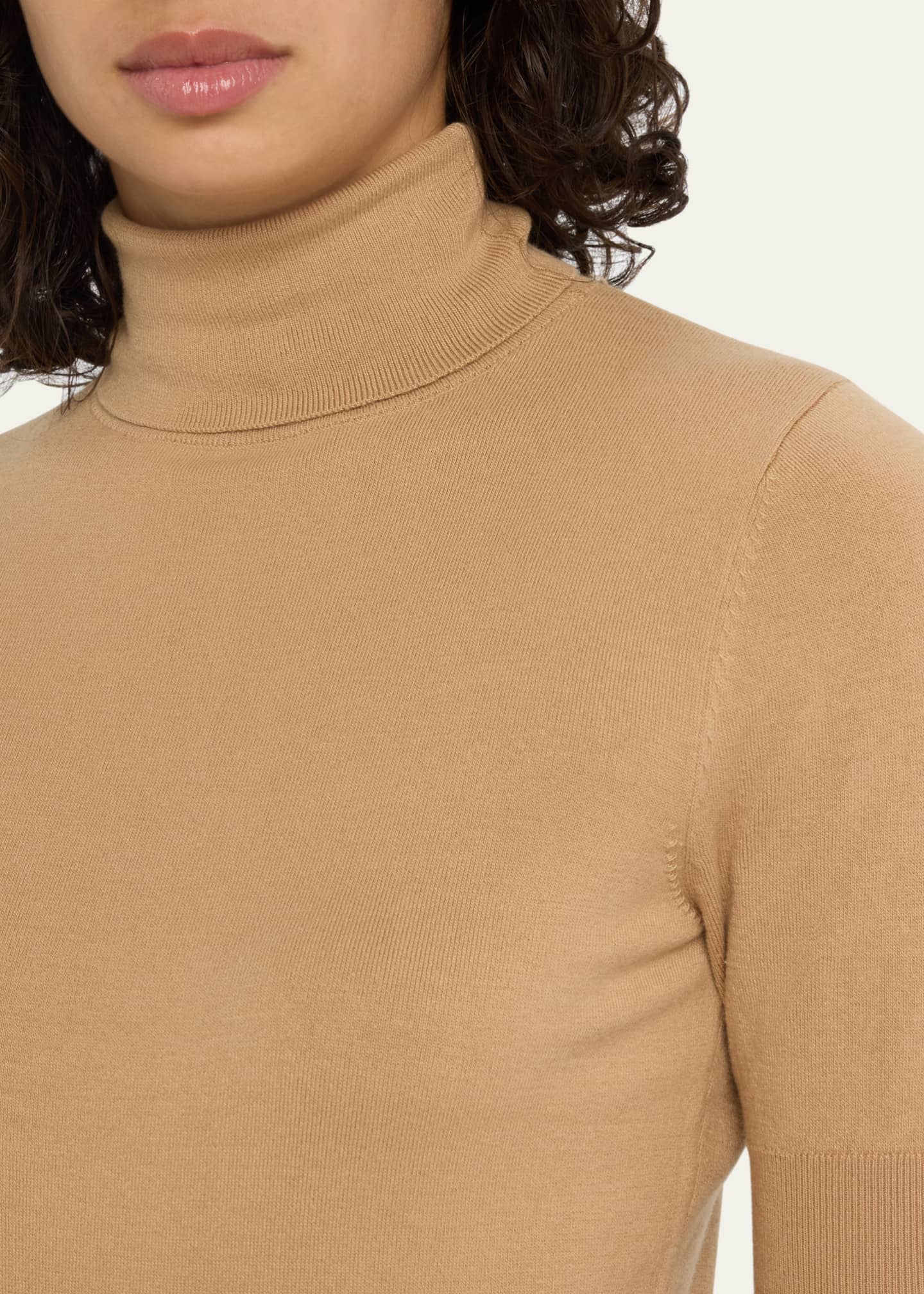 Majestic Filatures Stretch Organic Cotton Knit Elbow Sleeve Turtleneck