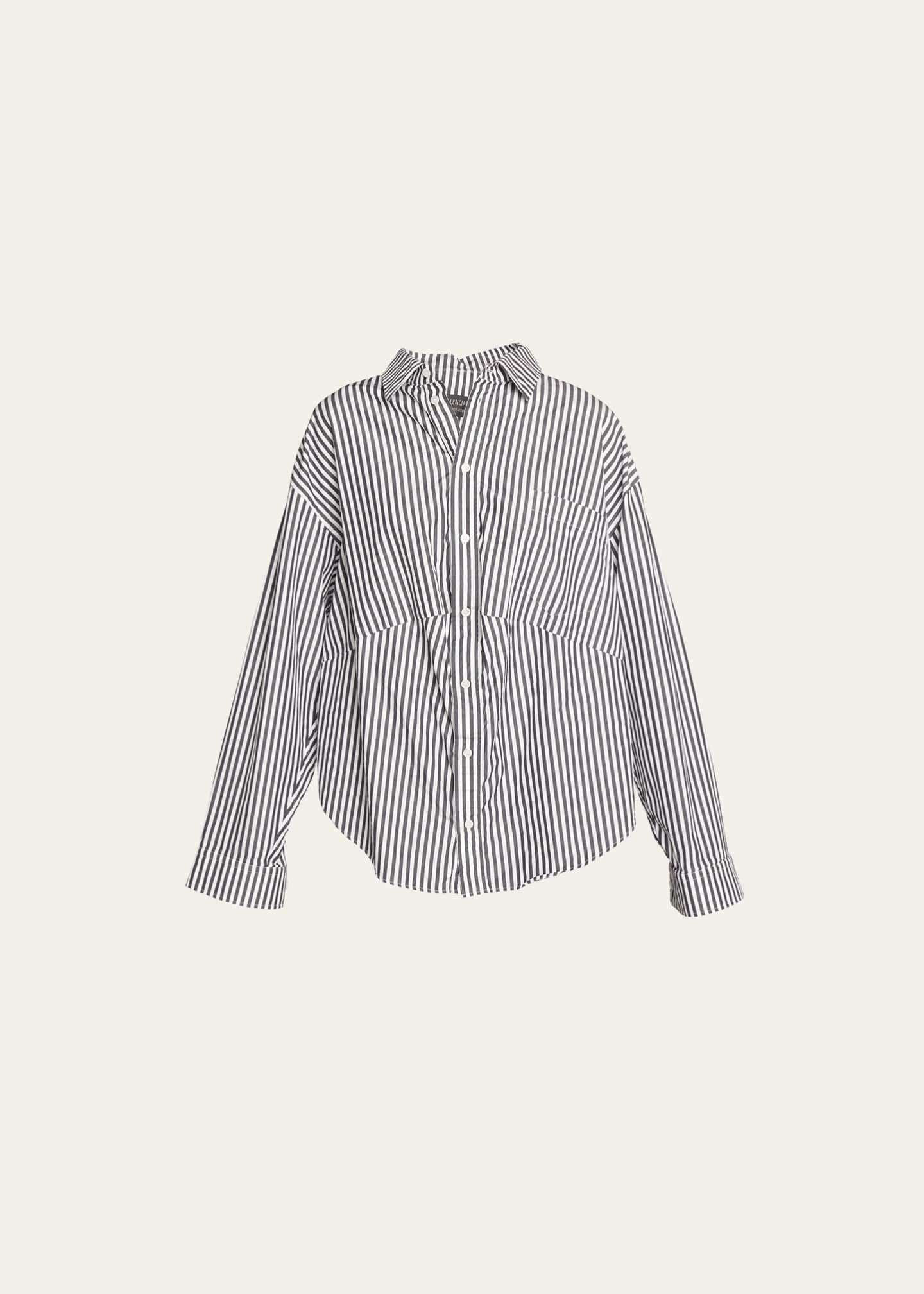 Balenciaga Stripe Button-Down Swing Shirt - Bergdorf Goodman