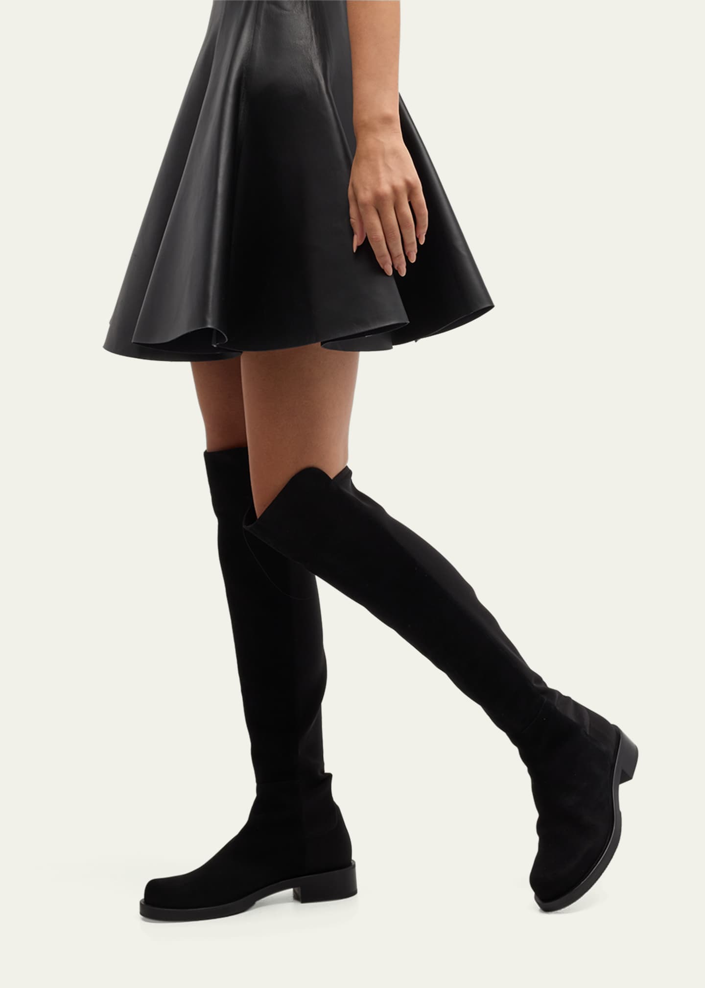 Stuart Weitzman Bold Suede Moto Over-The-Knee Boots Image 2 of 5