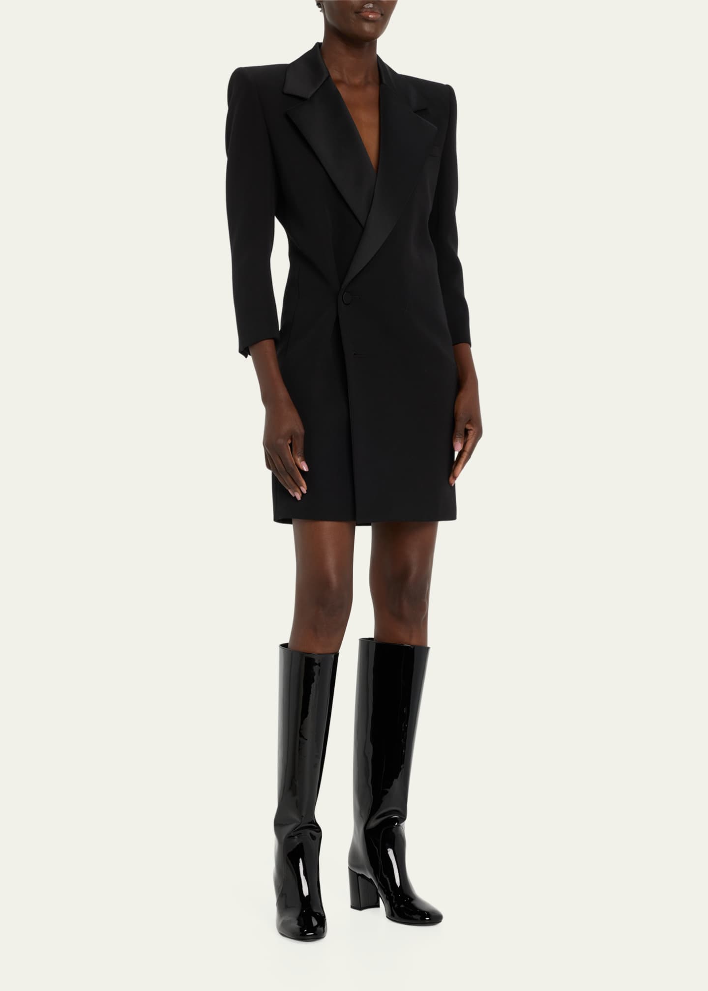 Saint Laurent Who Patent Block Heel Knee Boots