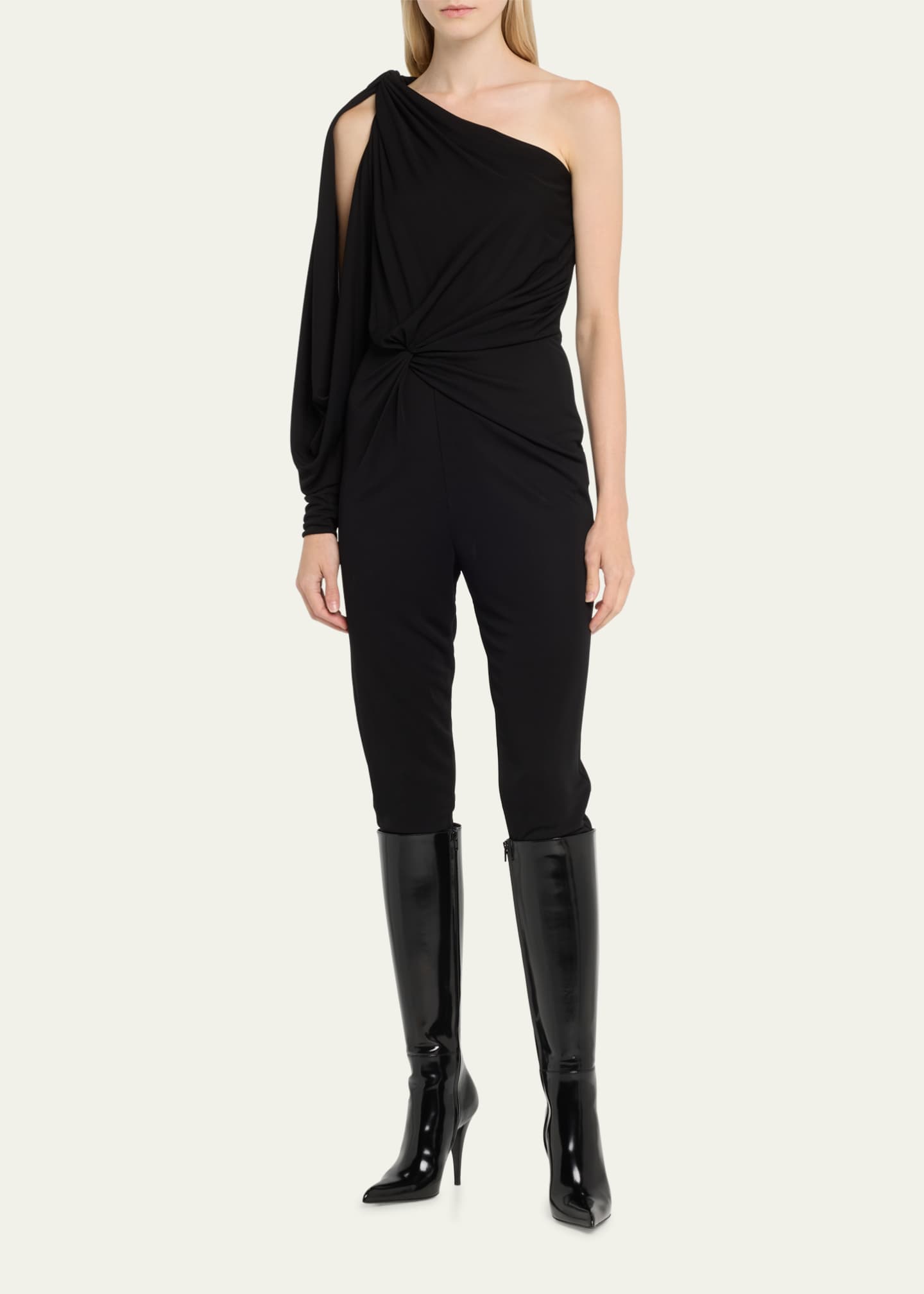 Saint Laurent Jones Patent Stiletto Knee Boots - Bergdorf Goodman