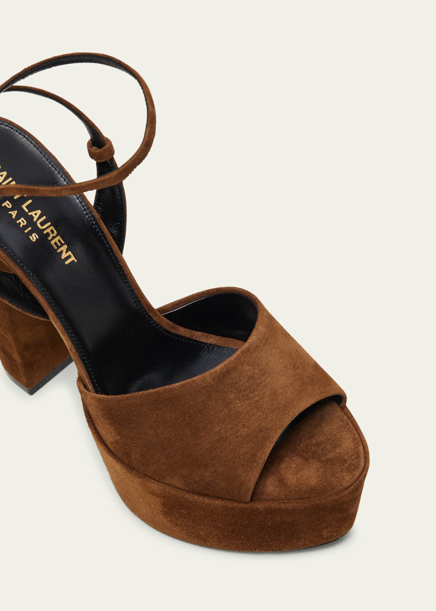 Saint Laurent Jodie Suede Ankle Strap Platform Sandals