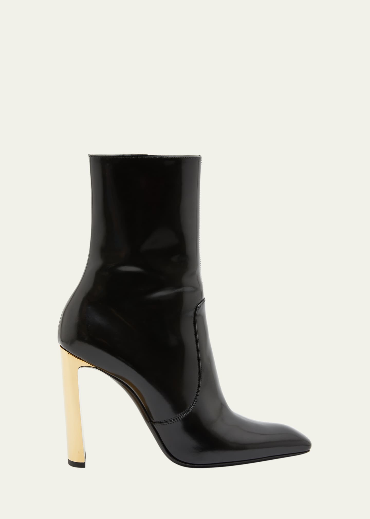 Saint Laurent Auteuil Leather Metal-Heel Booties