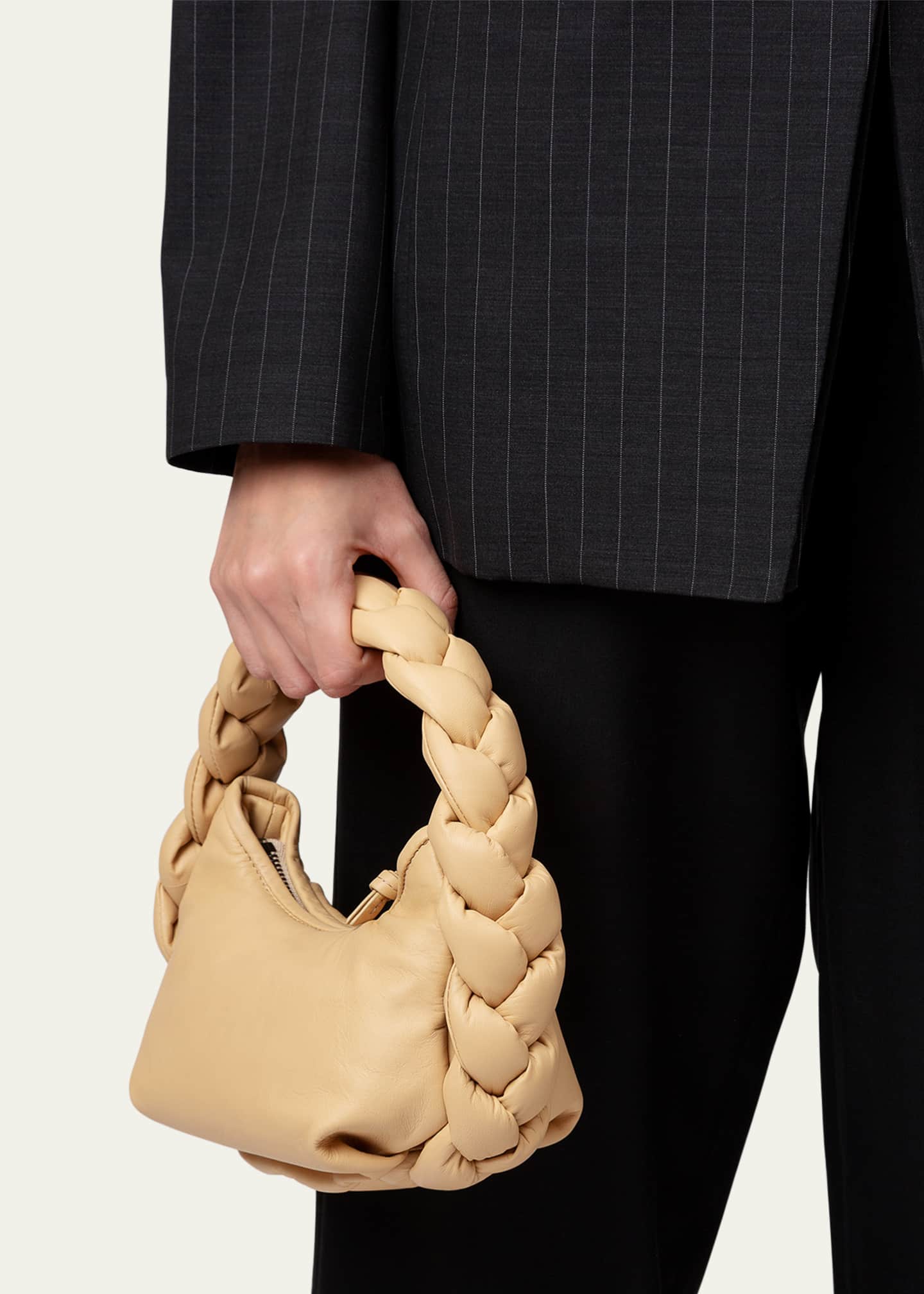 Hereu Espiga Mini Braided Leather Top-Handle Bag, Oat, Women's, Handbags & Purses Top Handle Bags
