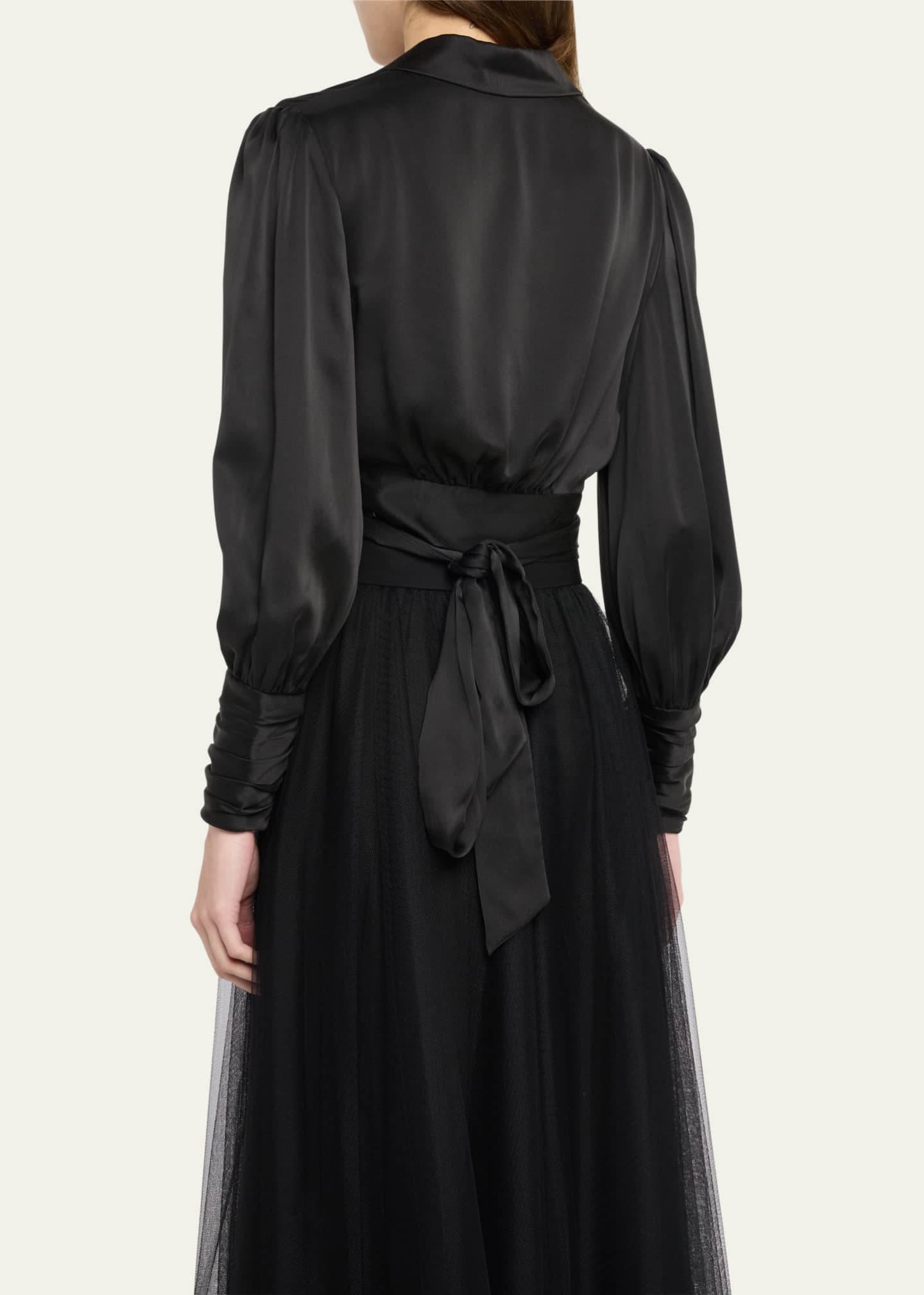 Zimmermann Silk Blouson-Sleeve Wrap Top Image 3 of 5