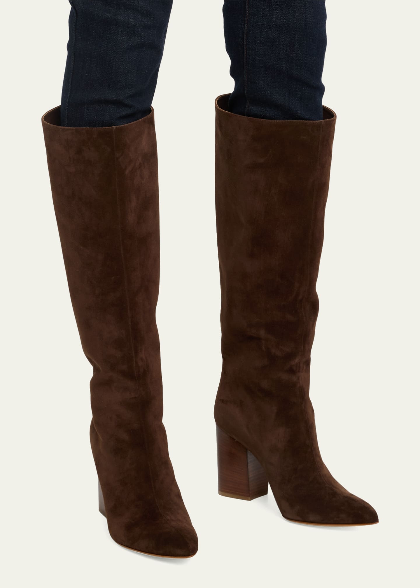 Dark brown suede tall boots best sale
