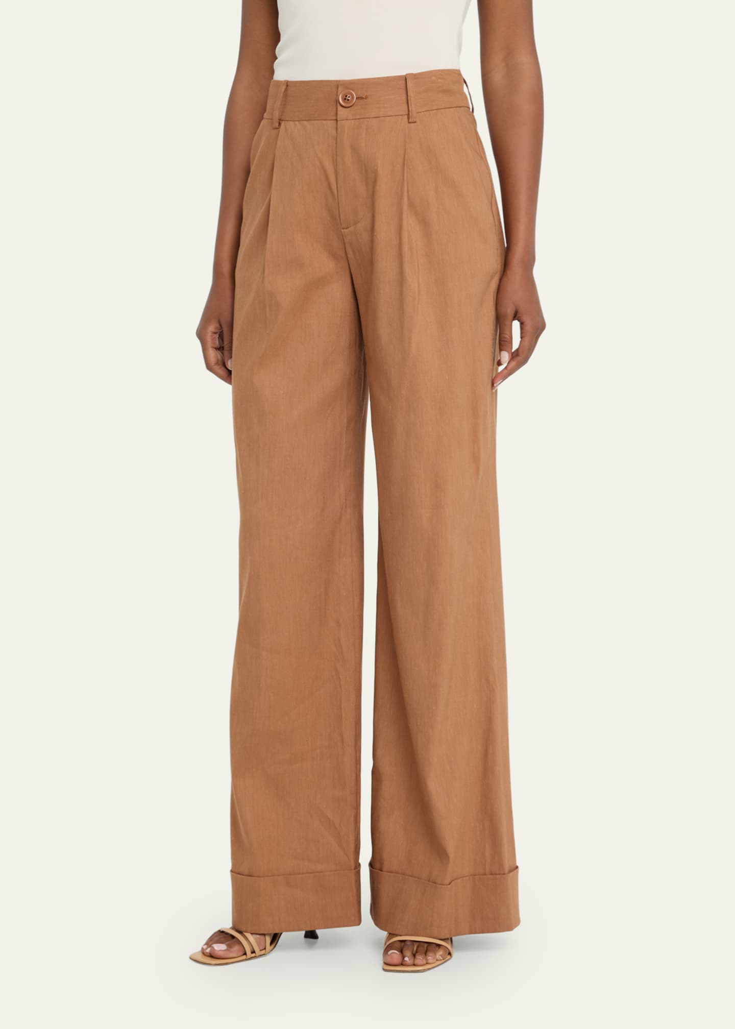 Cuffed linen trousers discount