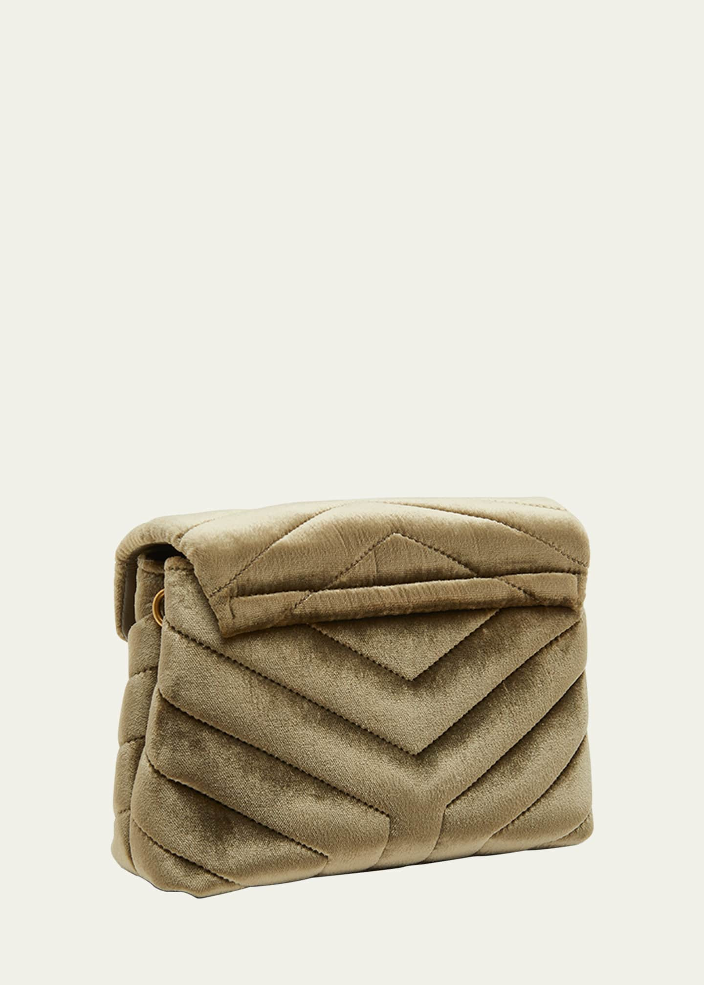 Saint Laurent Loulou YSL Quilted Velour Shoulder Bag