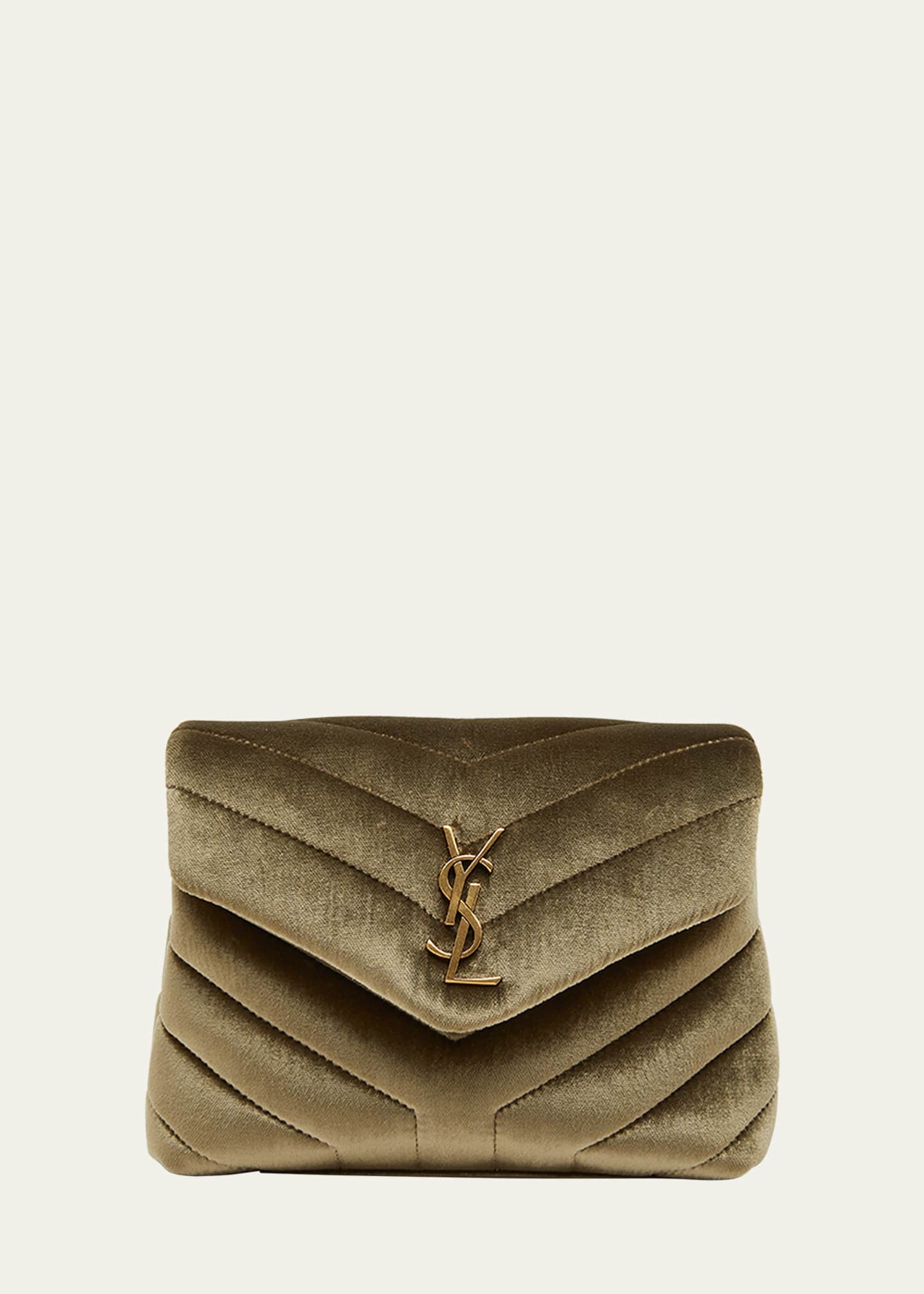 Saint Laurent Loulou Small Suede Shoulder Bag in Green